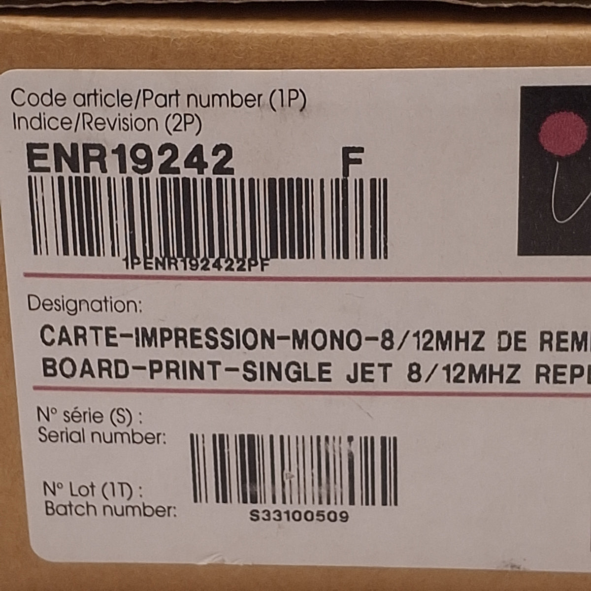 New Marken Imaje ENR19242 Rev. F Single-Jet Print Processor Board 8Mhz/12Mhz