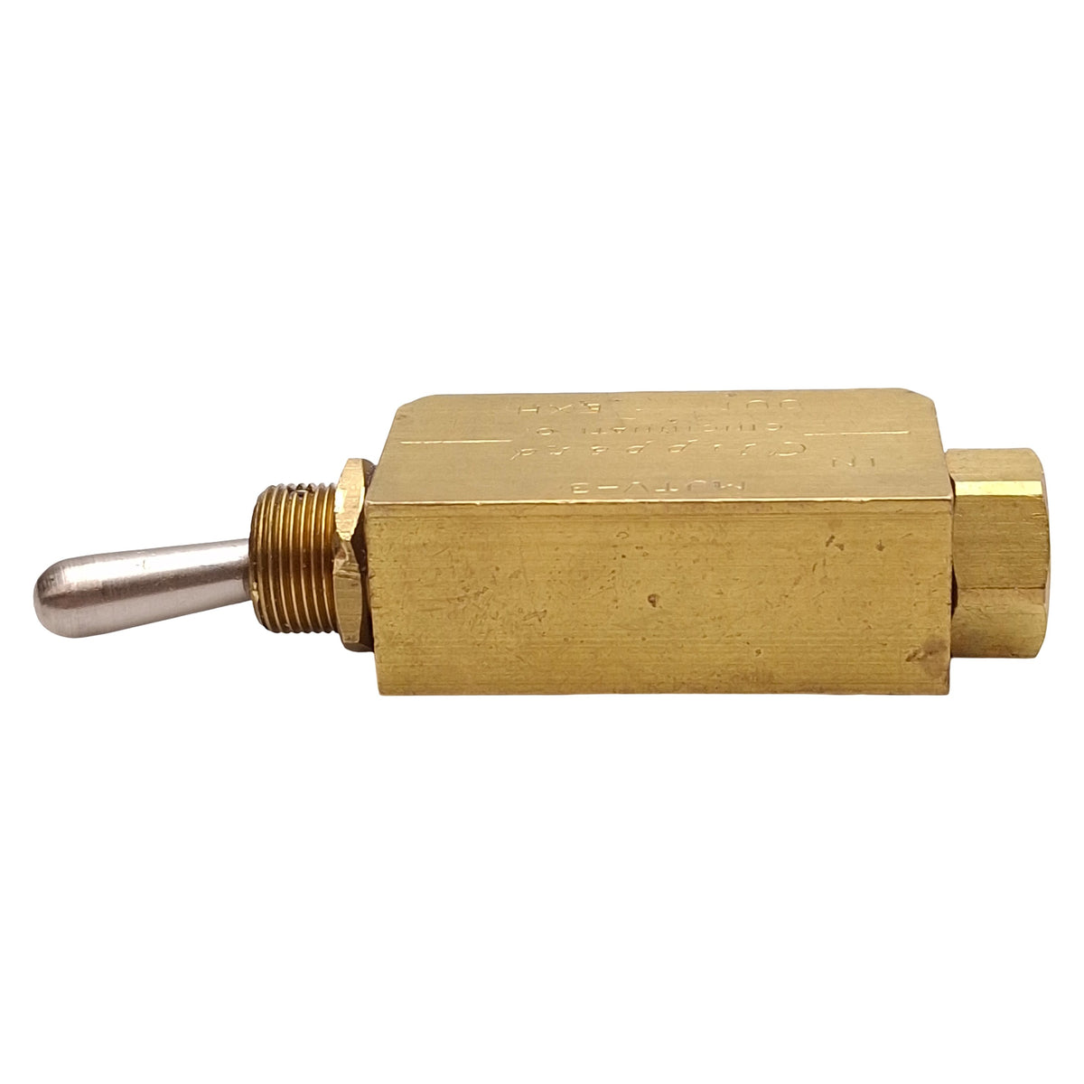 Used Clippard MJTV-3 Brass Toggle Valve, 3-Way Normally Closed, 300psig, 1/8in NPT