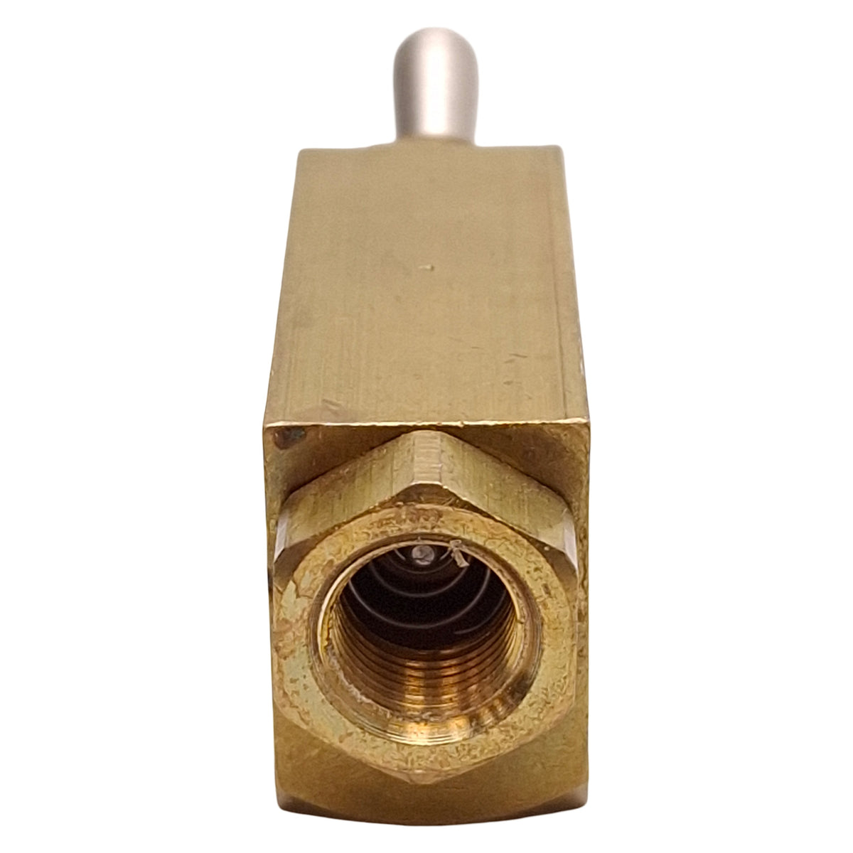 Used Clippard MJTV-3 Brass Toggle Valve, 3-Way Normally Closed, 300psig, 1/8in NPT