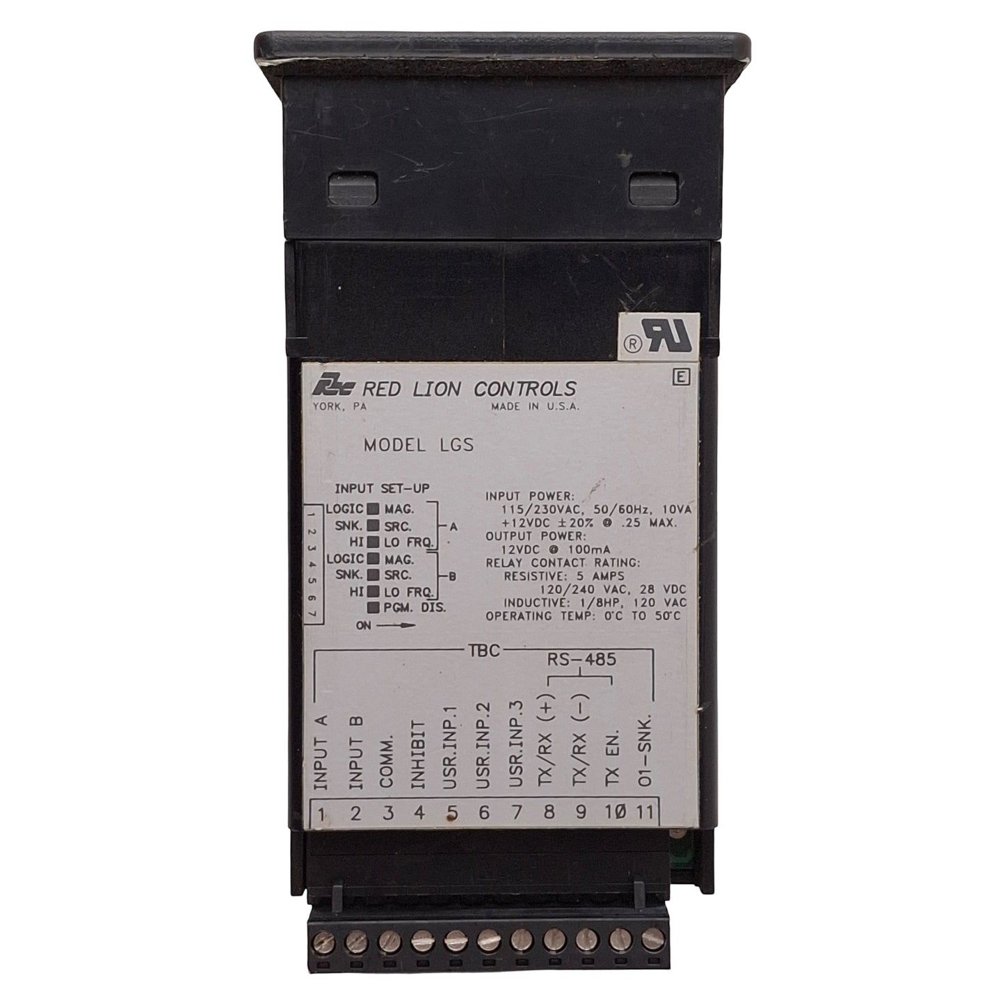 Used Red Lion LGS00100 Single Preset Counter/Rate Indicator, NPN, 115/230VAC or 12VDC