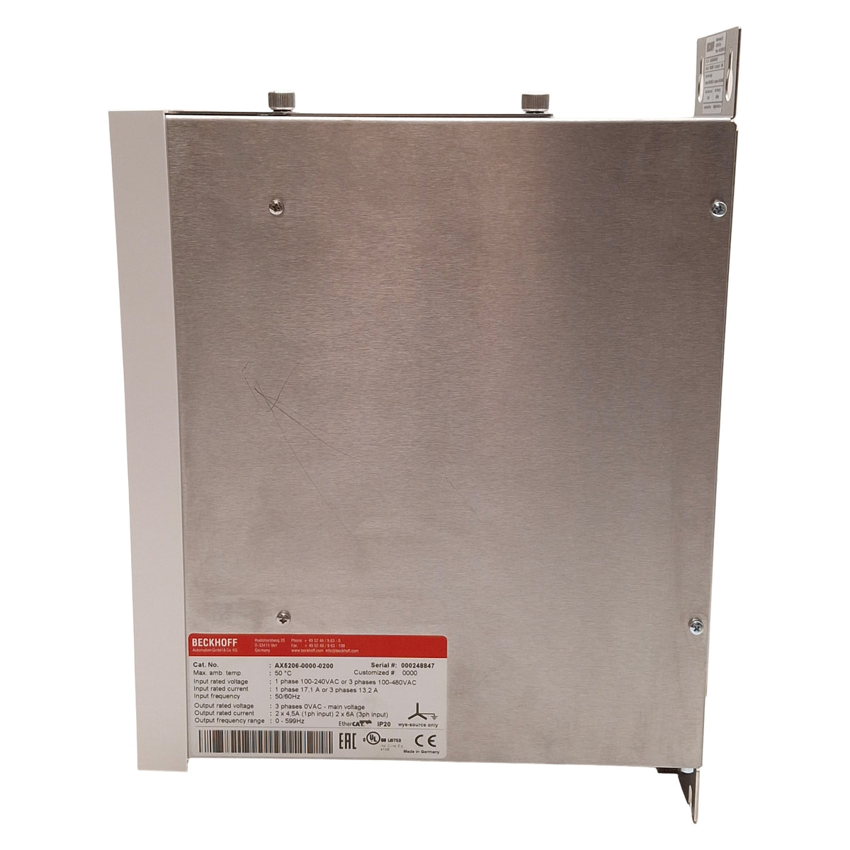 New – Open box Beckhoff AX5206-0000-0200 FW 2.10+ Digital Compact Servo Drive, 2-Ch, 3Ø 480VAC