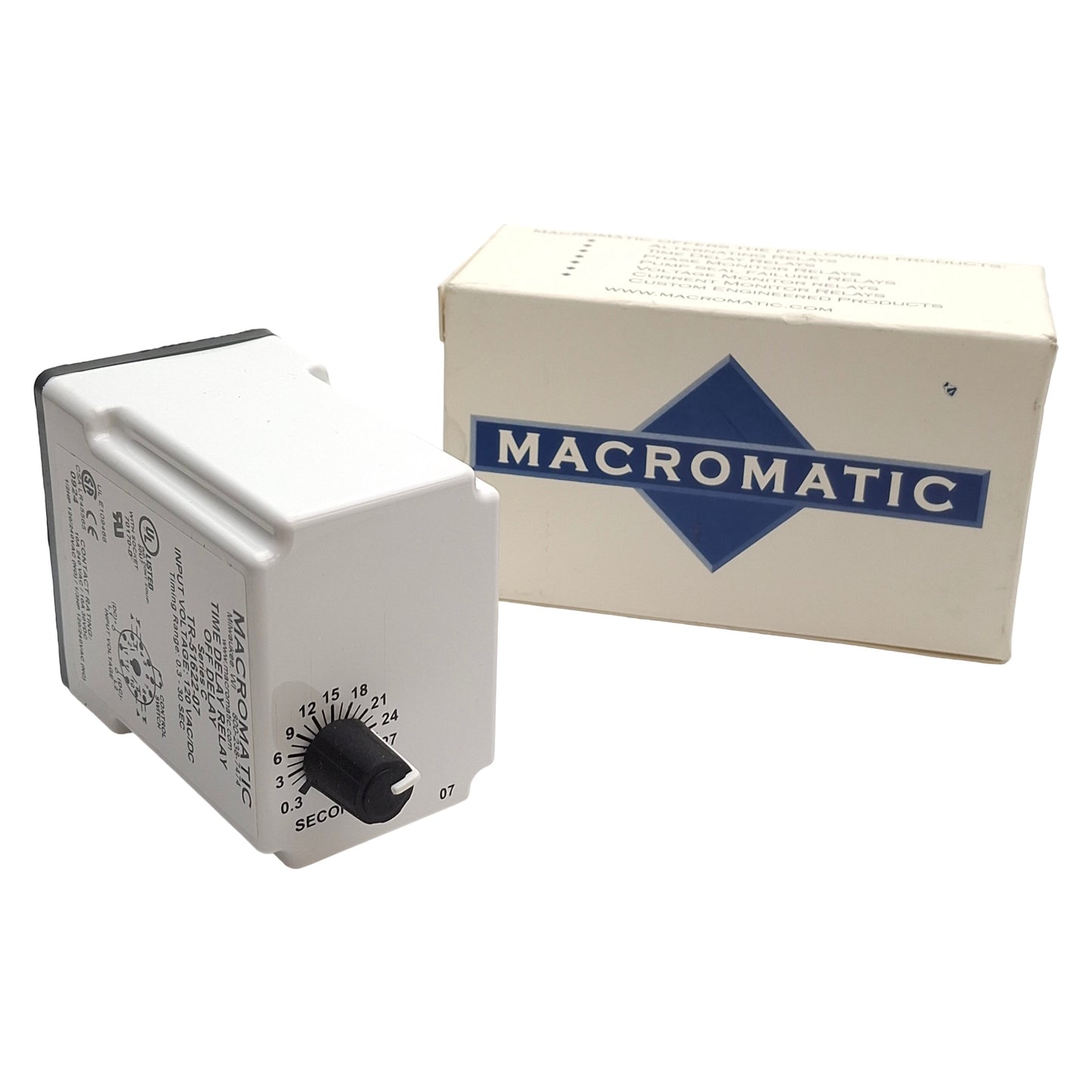 New Macromatic TR-51622-07 Time Delay Relay, Off Delay, DPDT, 11-Pin, 0.3-30s Range