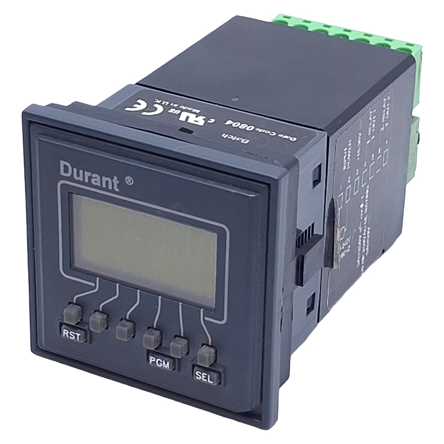 Used Durant E4148792 Electronic Counter, 6-Digit LCD, PNP/NPN, 94-240VAC/12-24VDC
