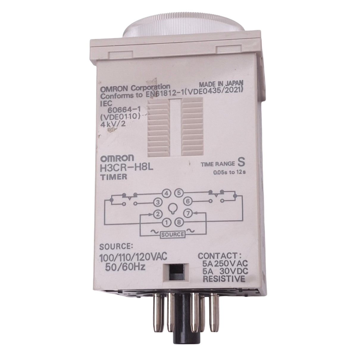 Used Omron H3CR-H8L Time Delay Relay, 8-Pin DPDT, 0.05s-12s, 100-240VAC/100-125VDC