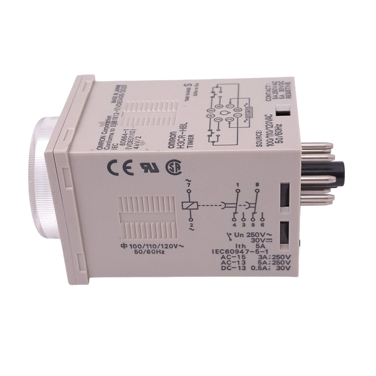 Used Omron H3CR-H8L Time Delay Relay, 8-Pin DPDT, 0.05s-12s, 100-240VAC/100-125VDC