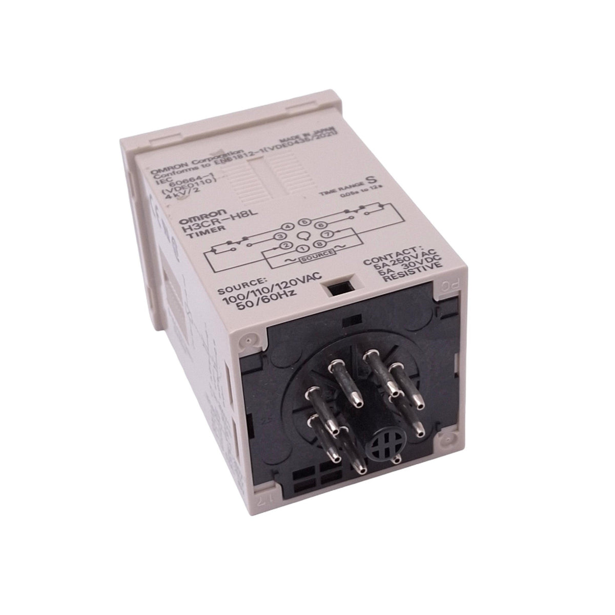 Used Omron H3CR-H8L Time Delay Relay, 8-Pin DPDT, 0.05s-12s, 100-240VAC/100-125VDC
