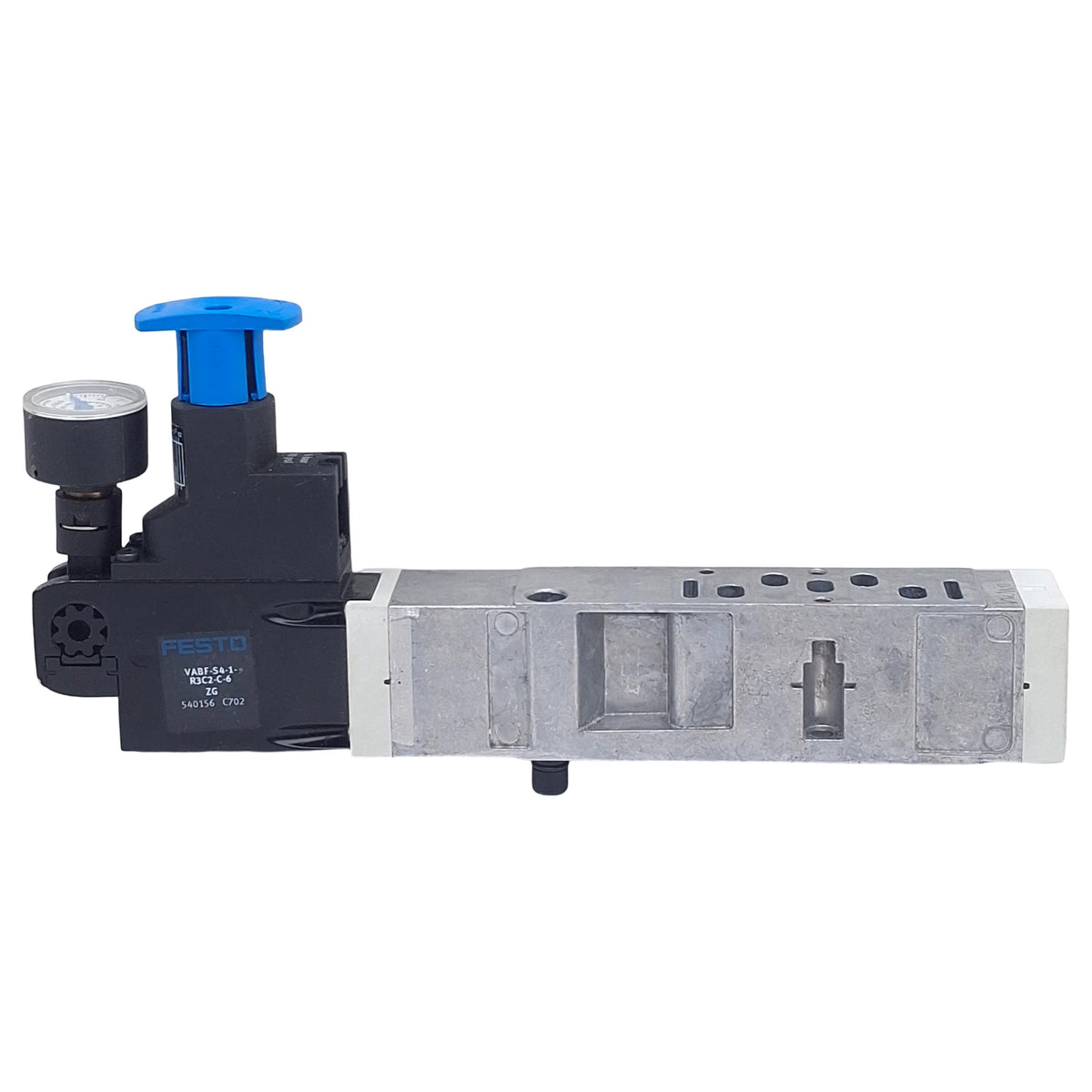 Used Festo VABF-S4-1-R3C2-C-6 Regulator Plate, 0.2-6bar Set, 10bar In, 0-10bar Gauge