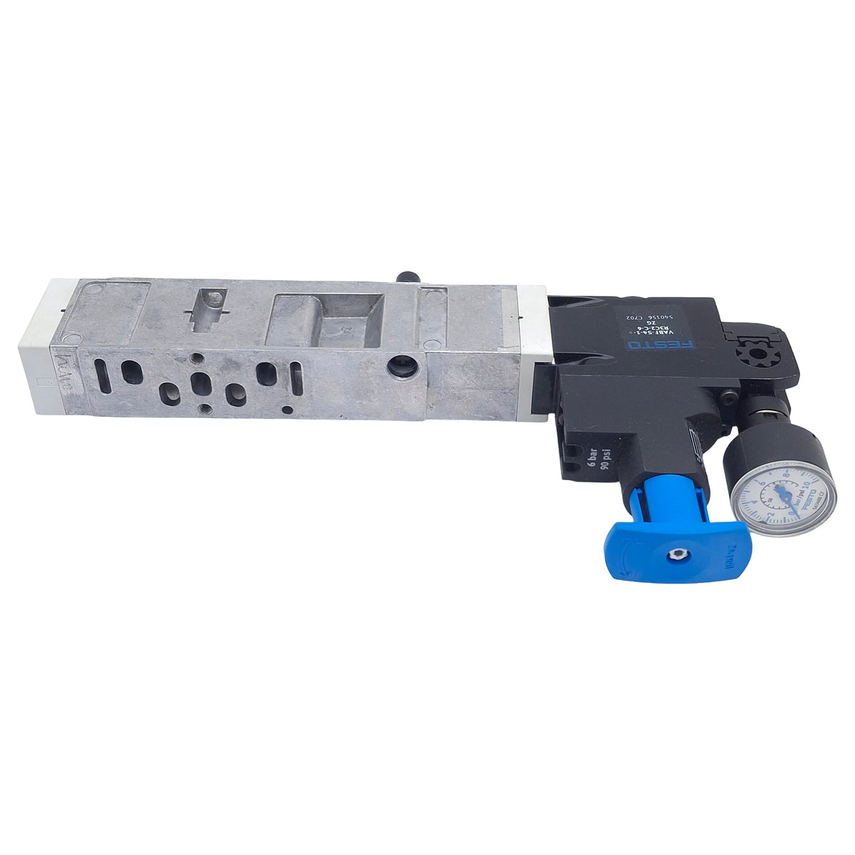 Used Festo VABF-S4-1-R3C2-C-6 Regulator Plate, 0.2-6bar Set, 10bar In, 0-10bar Gauge