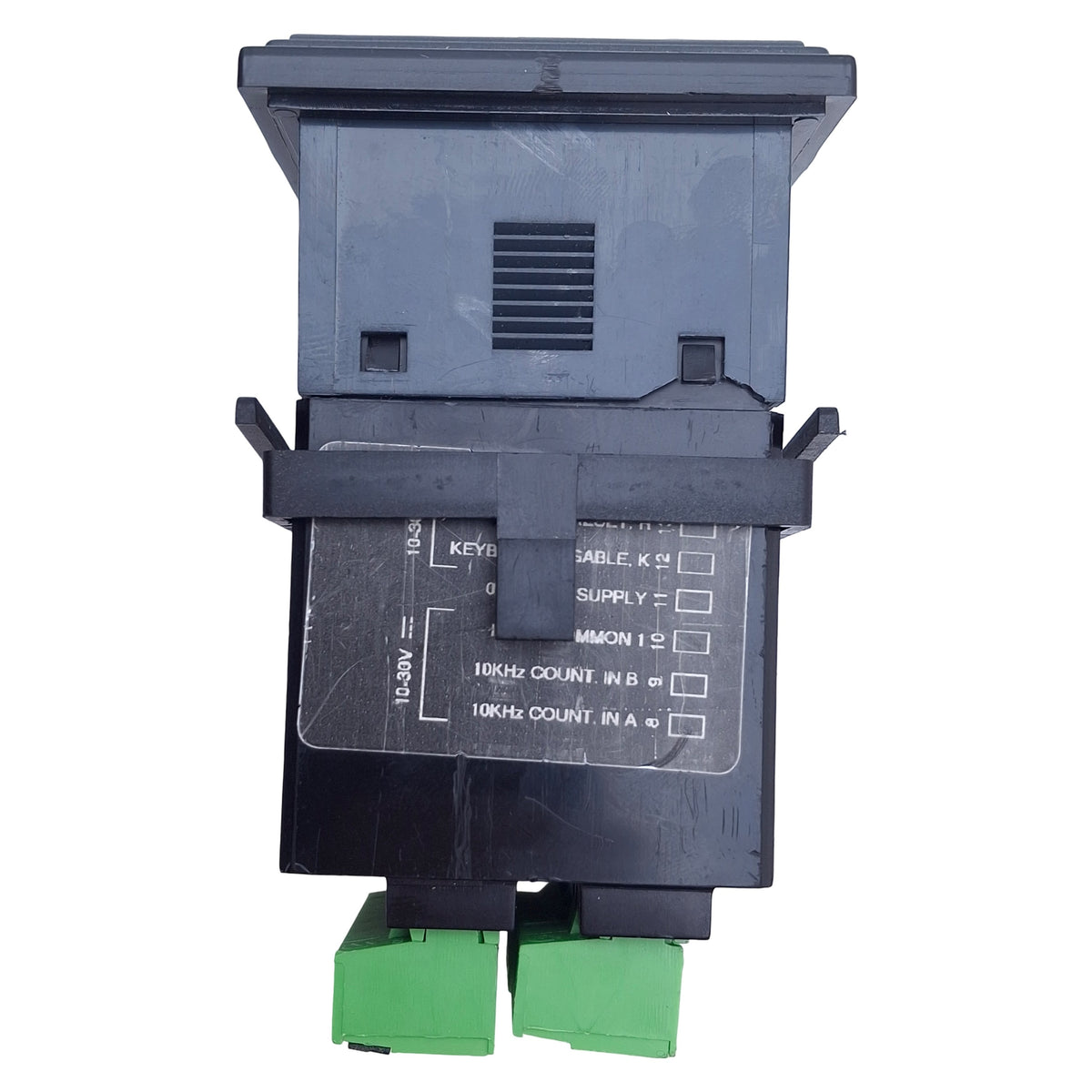 Used Durant E4148792 Electronic Counter, PNP/NPN, 94-240VAC/12-24VDC *Cracked Frame*