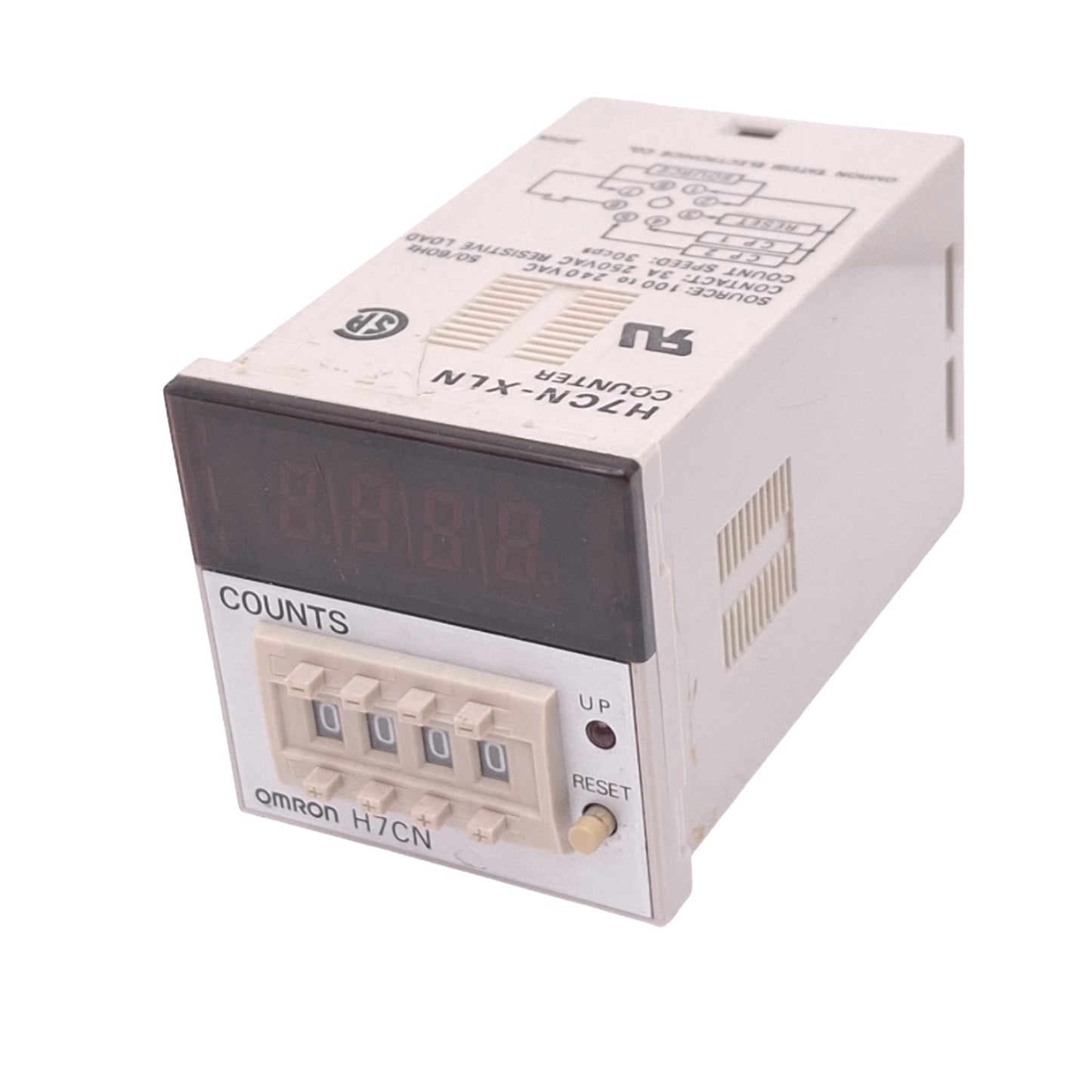 Used Omron H7CN-XLN Counter, 4-Digit 0-9999, 30cps, SPST-NO 8-Pin, 100-240VAC In