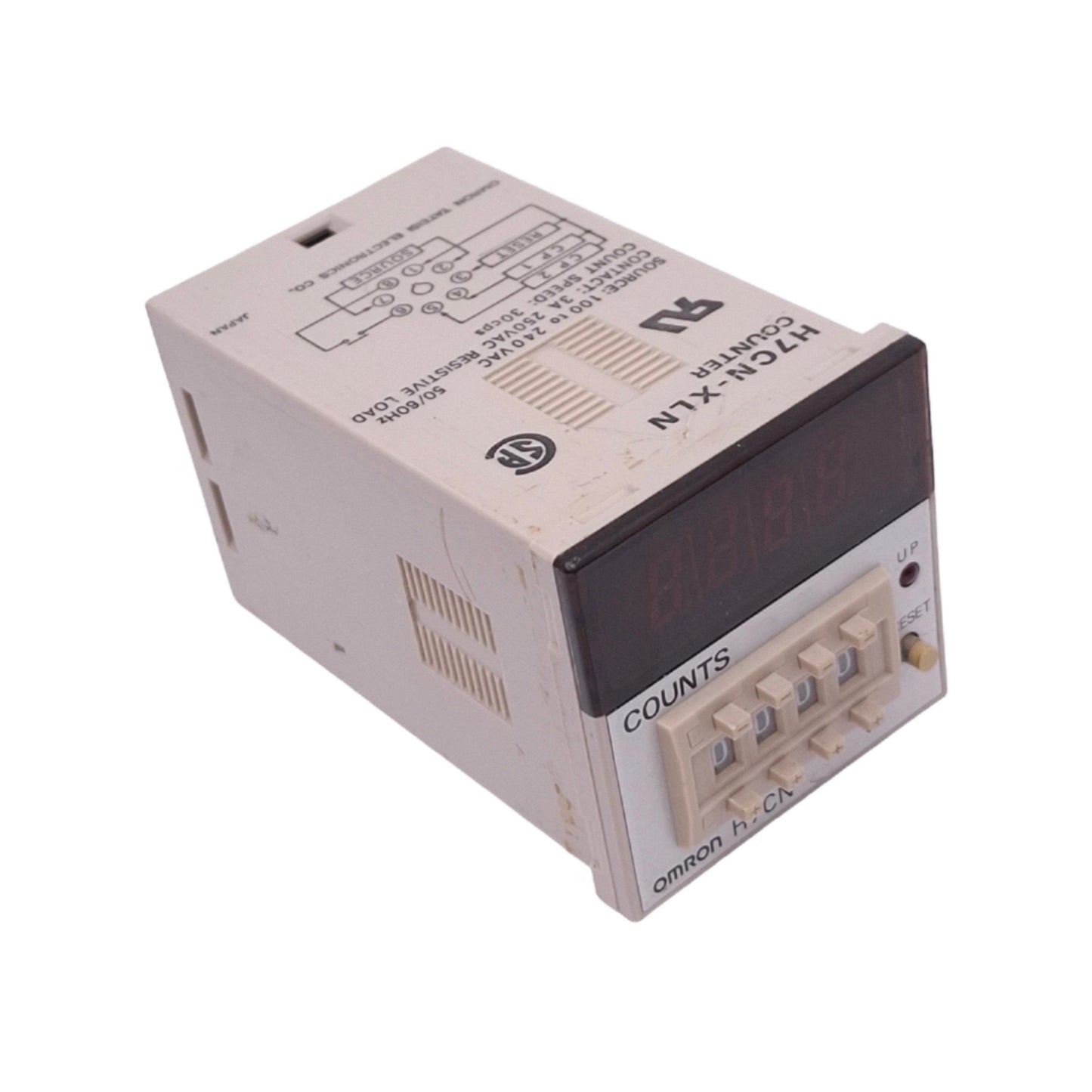 Used Omron H7CN-XLN Counter, 4-Digit 0-9999, 30cps, SPST-NO 8-Pin, 100-240VAC In