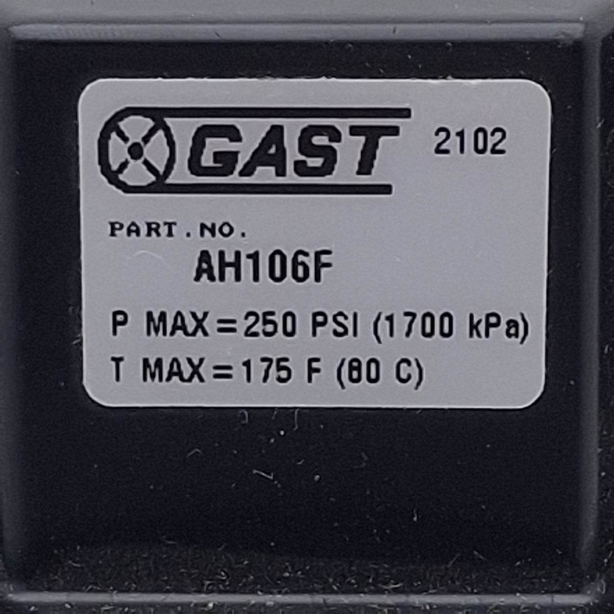 Used Gast AH106F Pneumatic Compressed Air Filter, 1/2in NPT, 250psi Max, 5µm, 117scfm