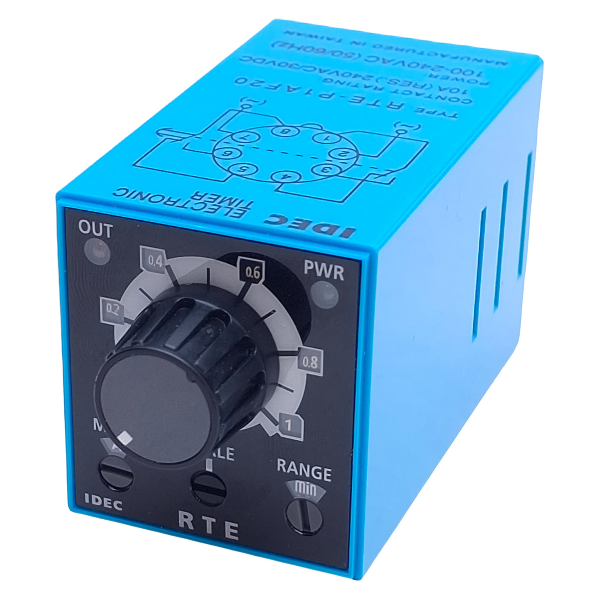 New – Open box IDEC RTE-P1AF20 Timer Relay, DPDT, 0.1sec-600hr Range, 100-240VAC, 8-Pin