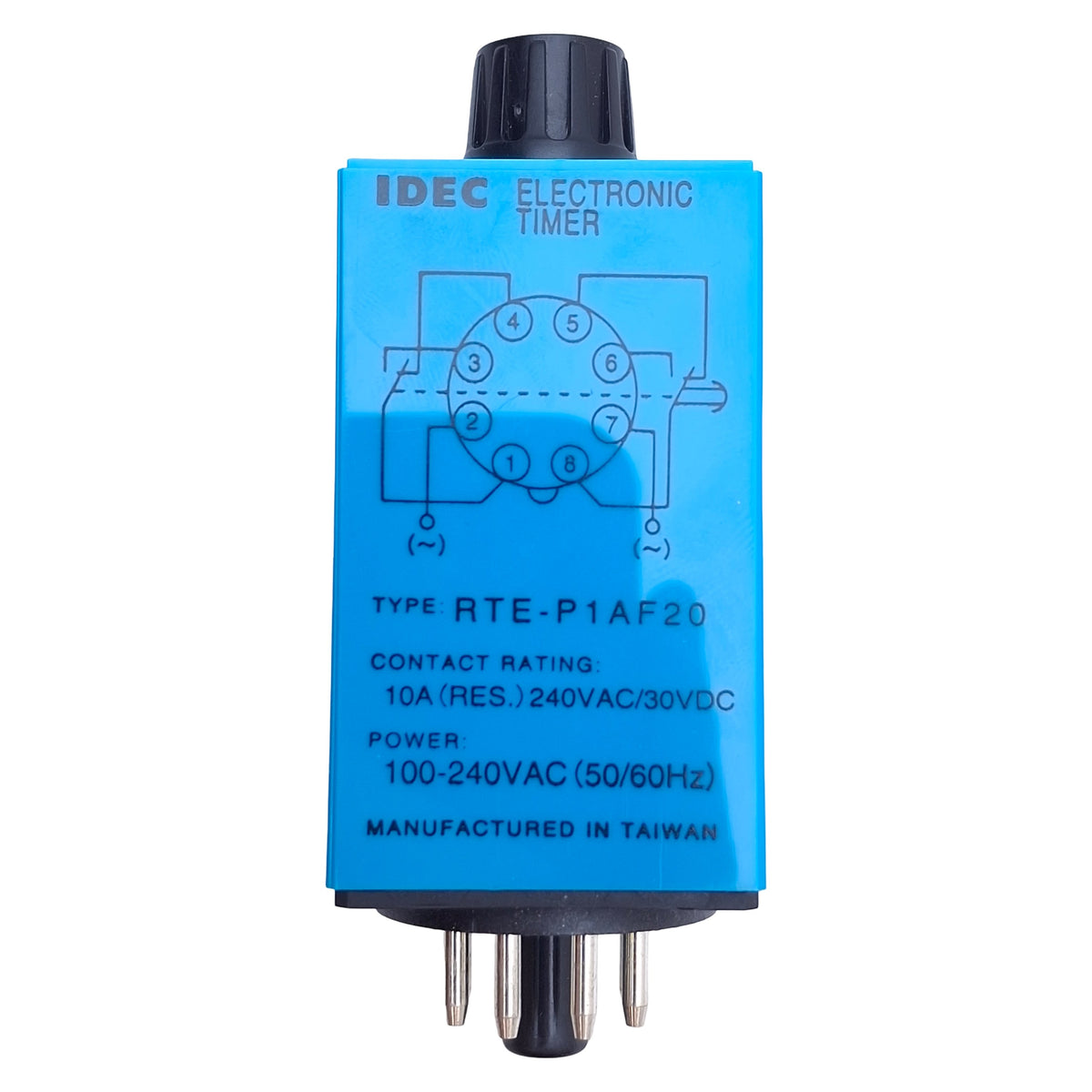 New – Open box IDEC RTE-P1AF20 Timer Relay, DPDT, 0.1sec-600hr Range, 100-240VAC, 8-Pin