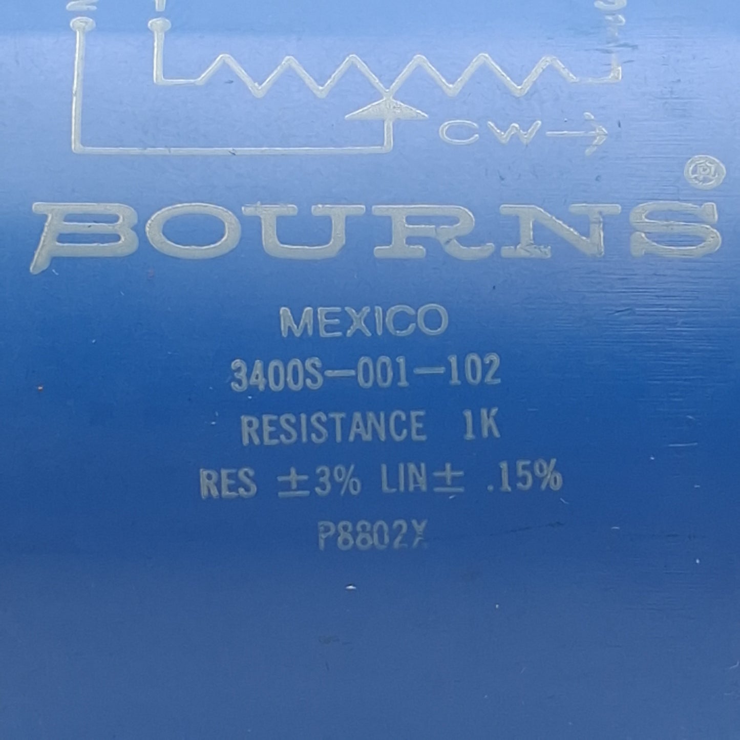 Used Bourns 3400S-001-102 Precision Potentiometer, 10-Turn, 1kΩ, 0.020% Resolution