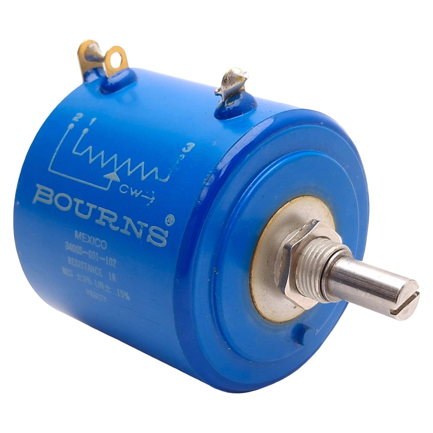 Used Bourns 3400S-001-102 Precision Potentiometer, 10-Turn, 1kΩ, 0.020% Resolution