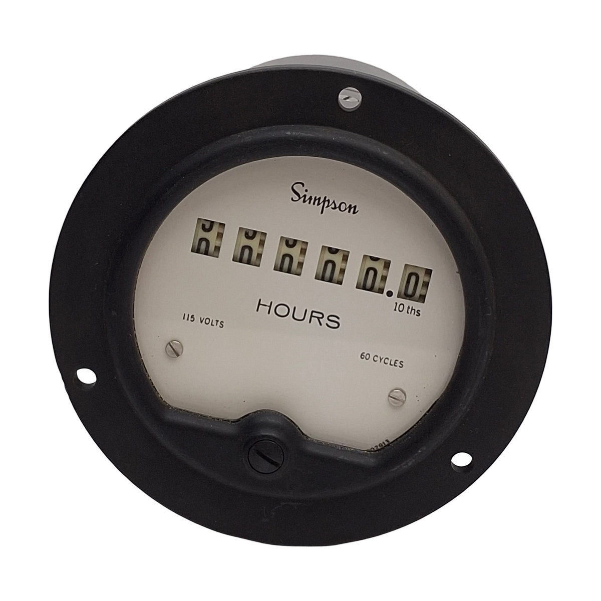New-Open Box Simpson 03580 Elapsed Hours Meter, 0-99,999.9H, 115-120VAC 60Hz, ø3.5in Face