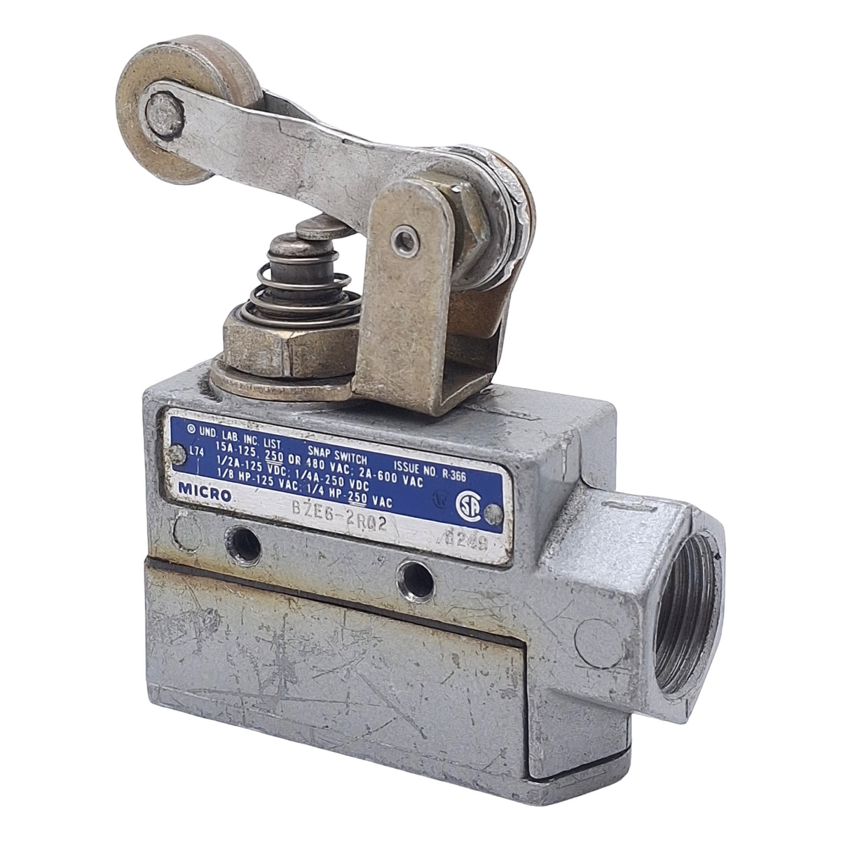 Used Honeywell Micro Switch BZE6-2RQ2 Snap-Action Limit Switch, SPDT, 15A, 1/2in NPT