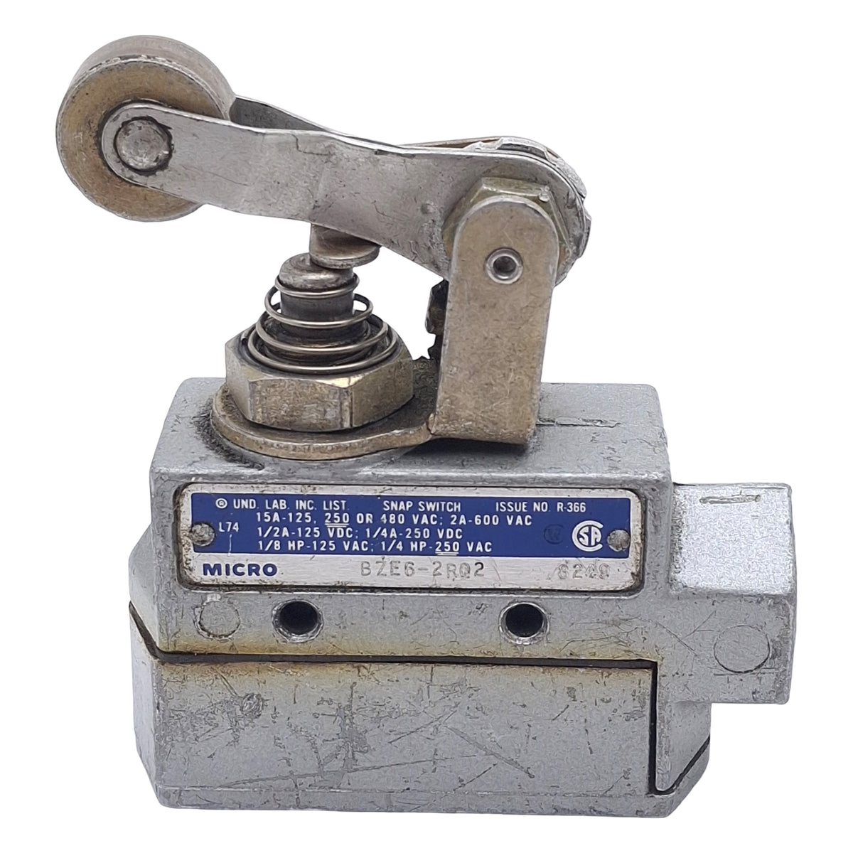 Used Honeywell Micro Switch BZE6-2RQ2 Snap-Action Limit Switch, SPDT, 15A, 1/2in NPT
