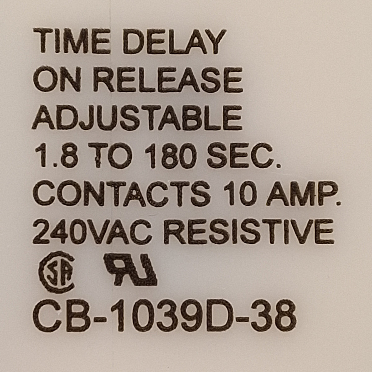 Used Potter & Brumfield CB-1039D-38 Off-Delay Time Delay Relay, 1.8-180sec, 24VDC