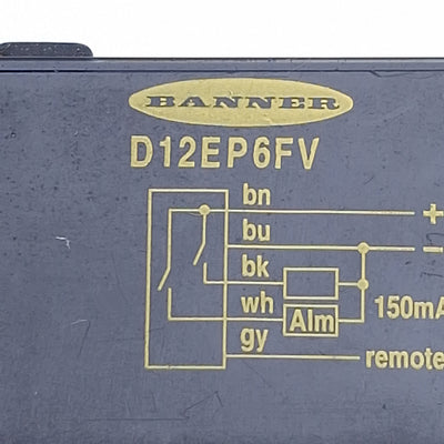 Used Banner D12EP6FV 41968 Fiber Optic Sensor, SPST-PNP, Red LED, 10-30VDC, DIN Rail