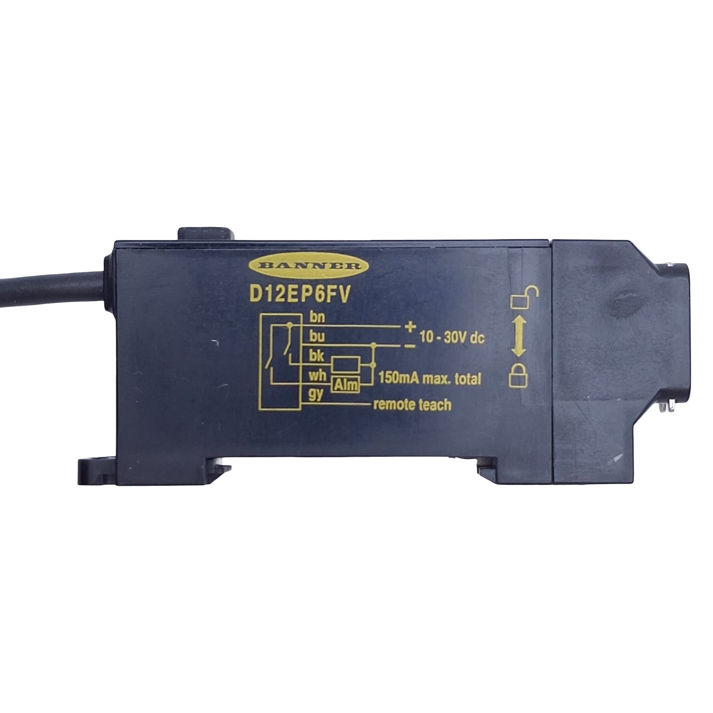 Used Banner D12EP6FV 41968 Fiber Optic Sensor, SPST-PNP, Red LED, 10-30VDC, DIN Rail