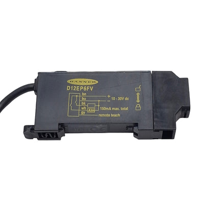 Used Banner D12EP6FV 41968 Fiber Optic Sensor, SPST-PNP, Red LED, 10-30VDC, DIN Rail
