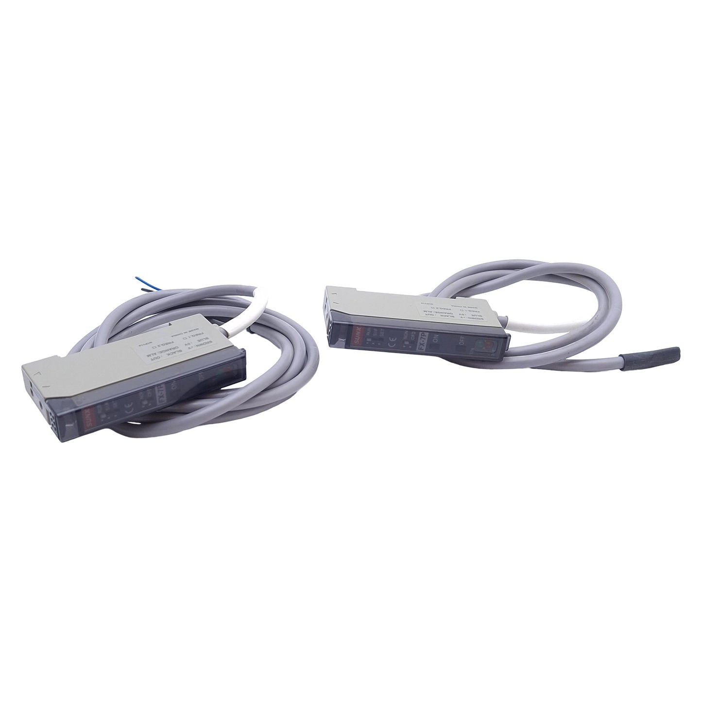 Used Lot of 2 Sunx FX-7P Fiber Optic Sensor, PNP, Red LED, 12-24VDC, 2ft Cable
