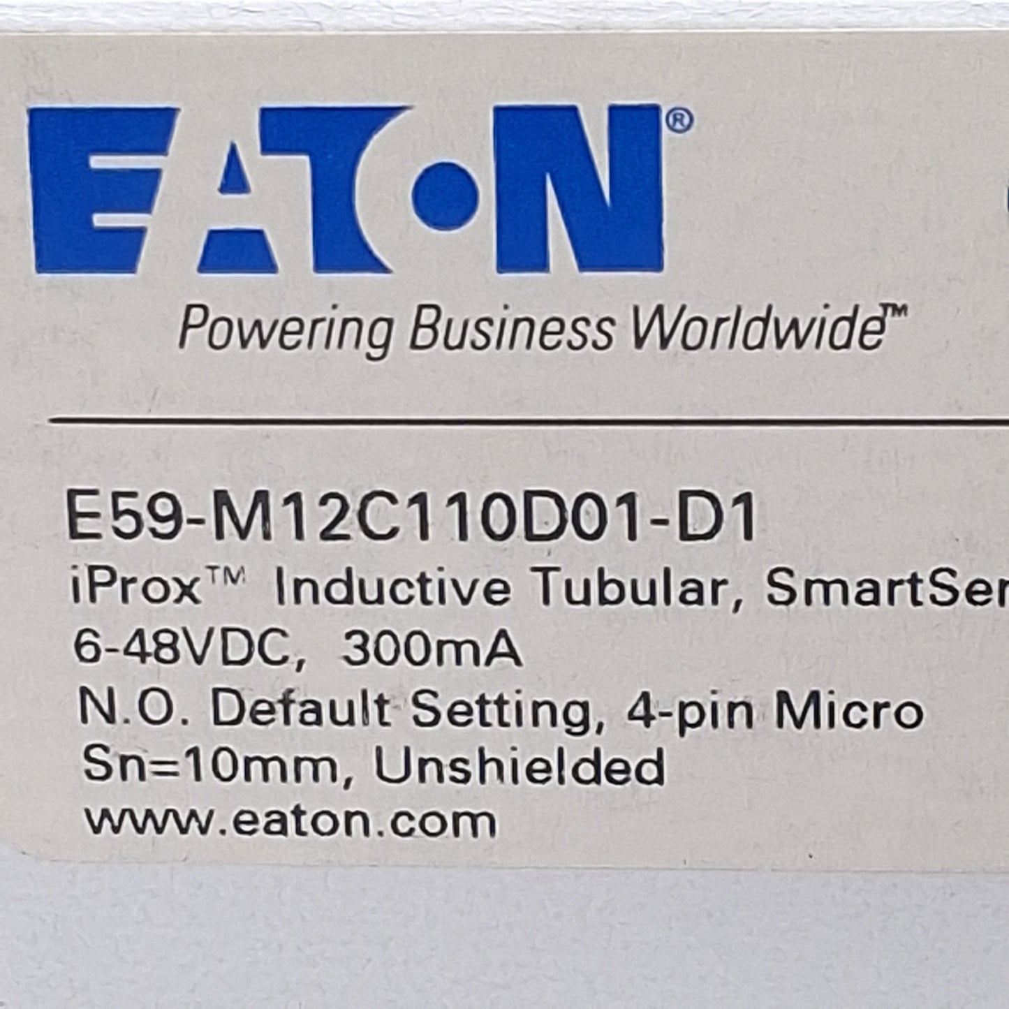 New Eaton E59-M12C110D01-D1 Proximity Sensor, NPN/PNP, 10mm Range, 6-48VDC, M12