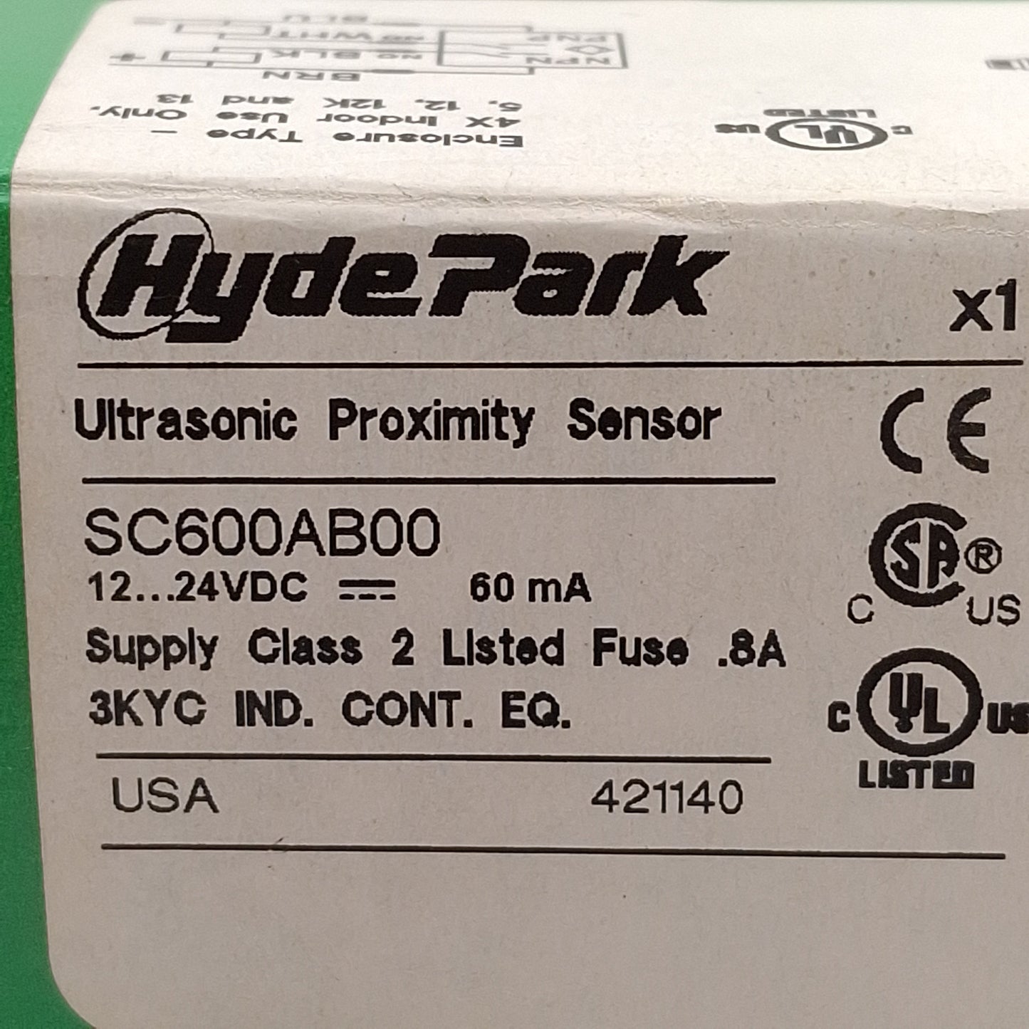 New Hyde Park SC600AB00 Superprox Ultrasonic Proximity Sensor, 10in Range, 12-24VDC