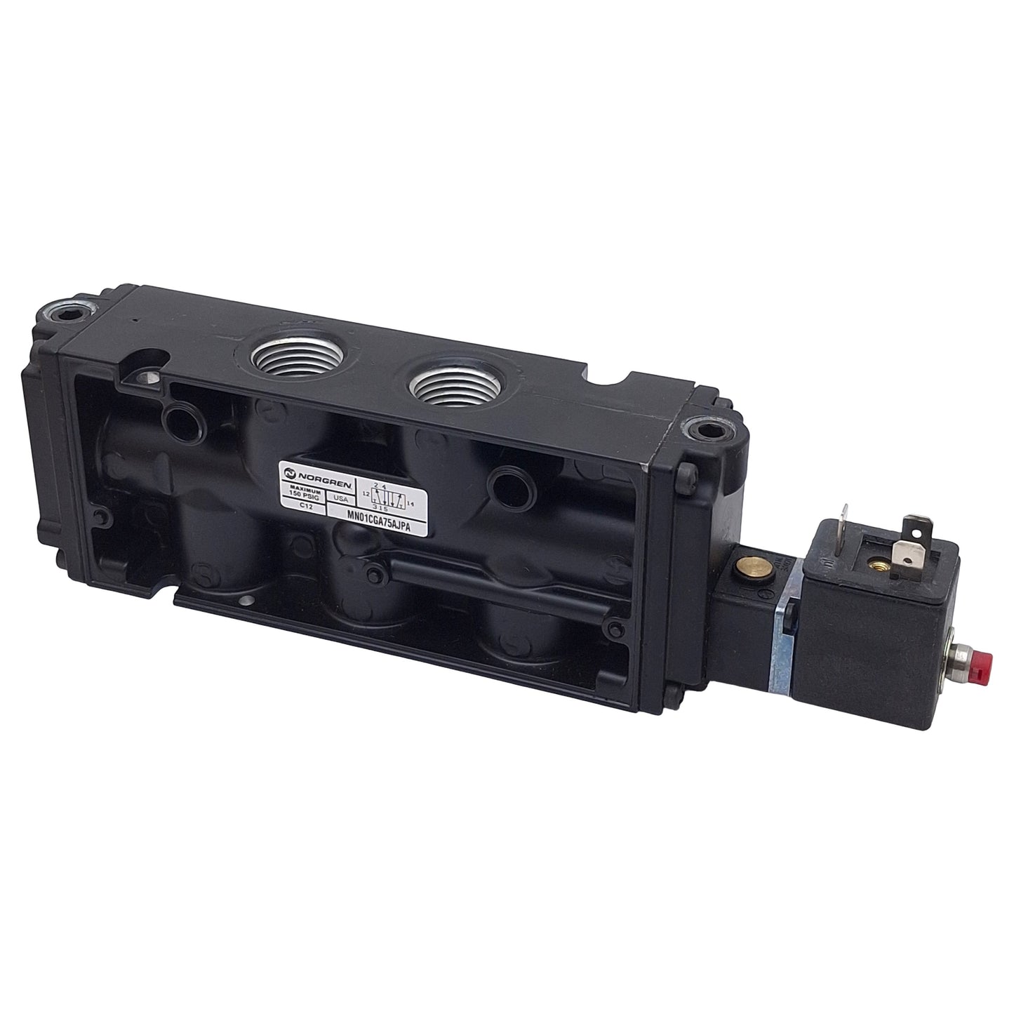 New Norgren MN01CGA75AJPA Solenoid Valve, 5/2-Way, 1/2in NPT, 150psi, 24VDC Coil