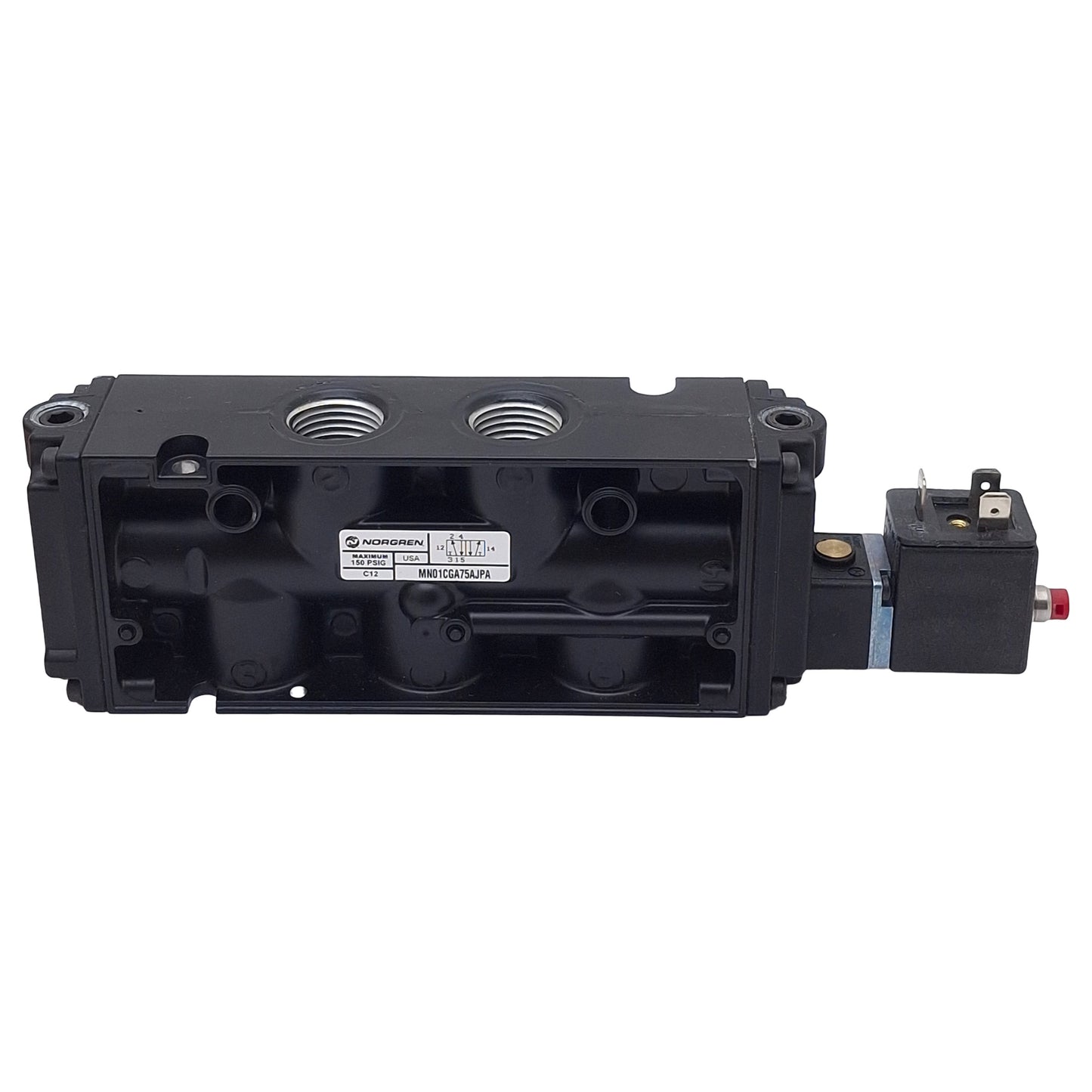 New Norgren MN01CGA75AJPA Solenoid Valve, 5/2-Way, 1/2in NPT, 150psi, 24VDC Coil