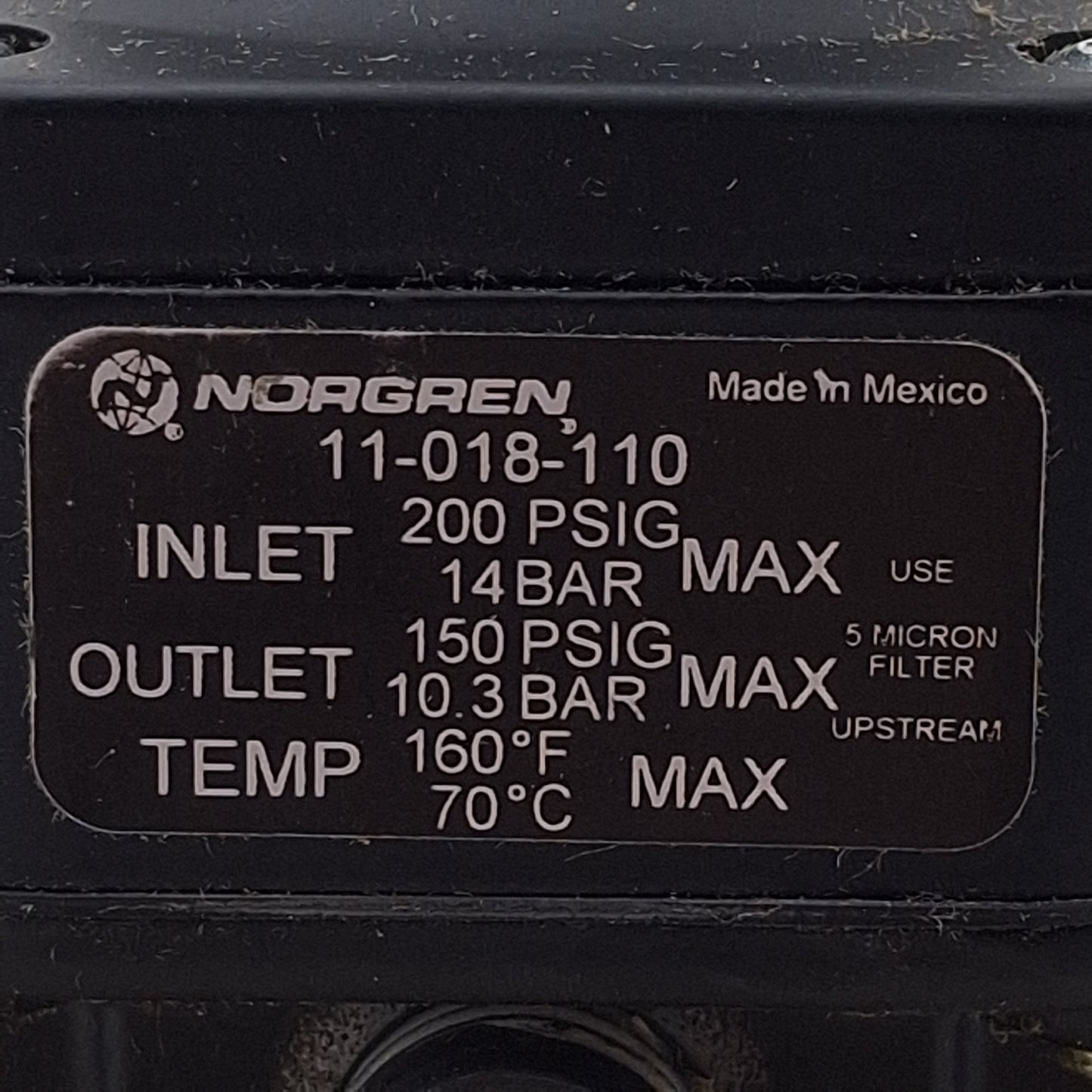 New Norgren 11-018-110 Pressure Regulator, 1/4in PTF, 3-150psi Set Pressure, 12SCFM