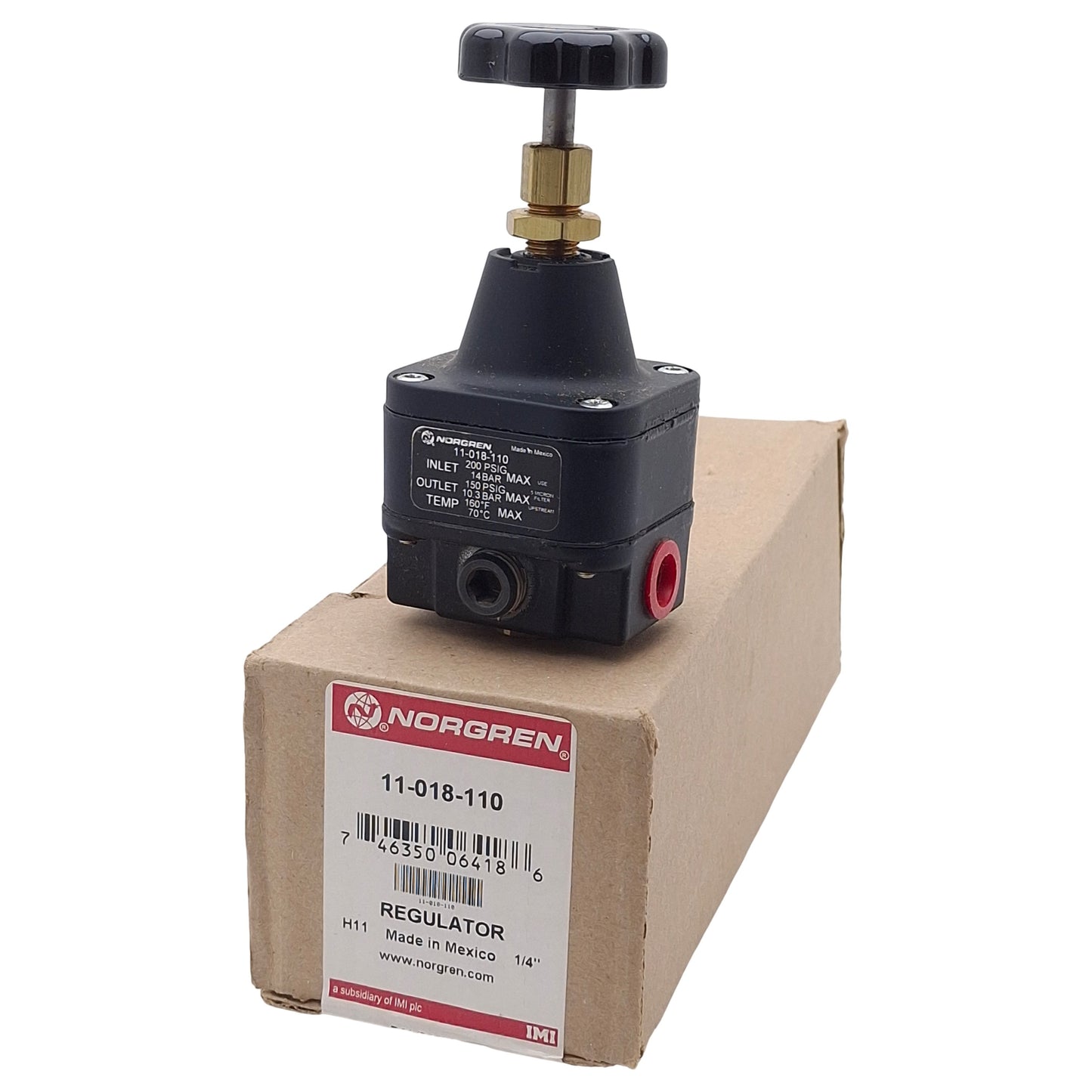 New Norgren 11-018-110 Pressure Regulator, 1/4in PTF, 3-150psi Set Pressure, 12SCFM