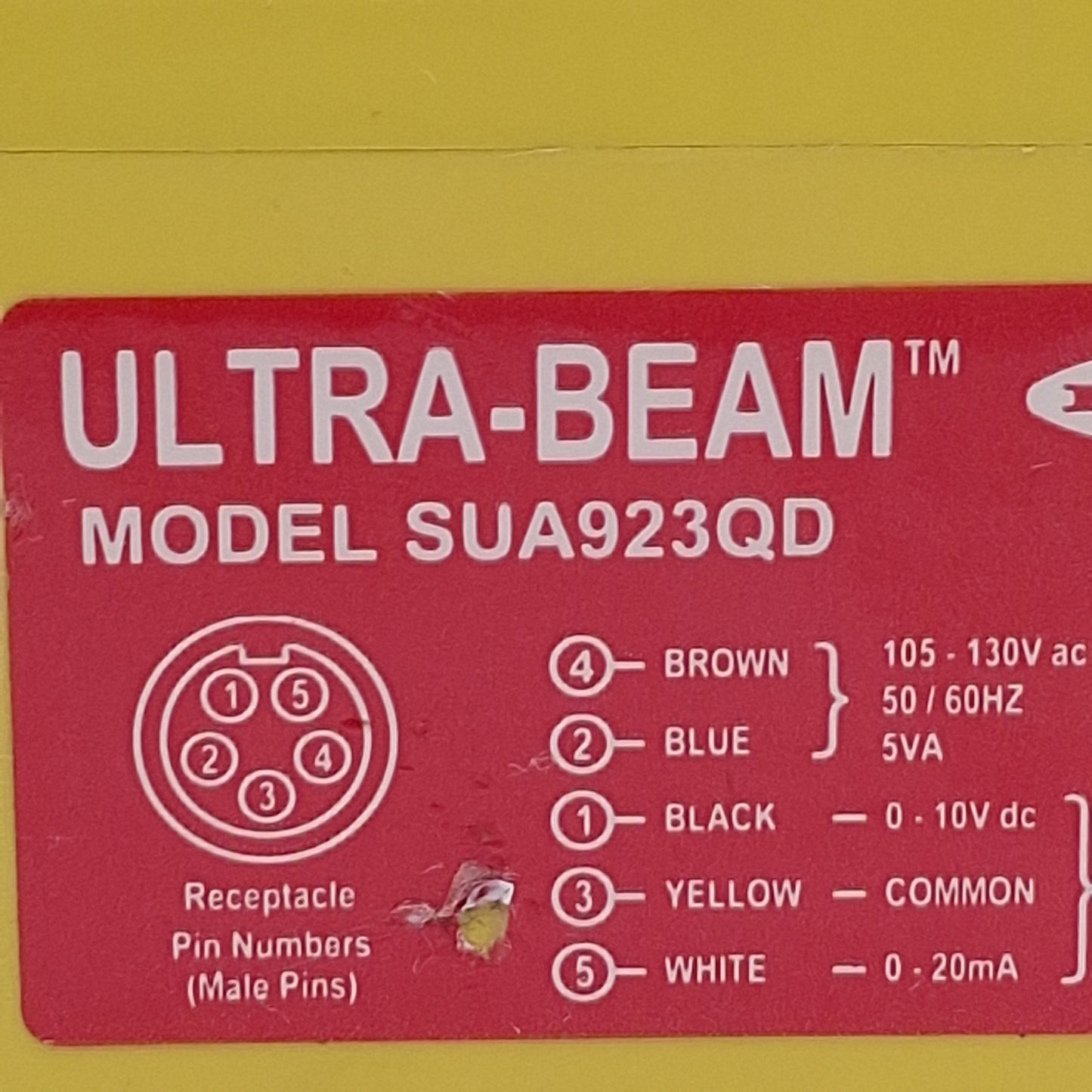 Used Banner SUA923QD ULTRA-BEAM Ultrasonic Proximity Sensor 500mm-6m, 105-130VAC