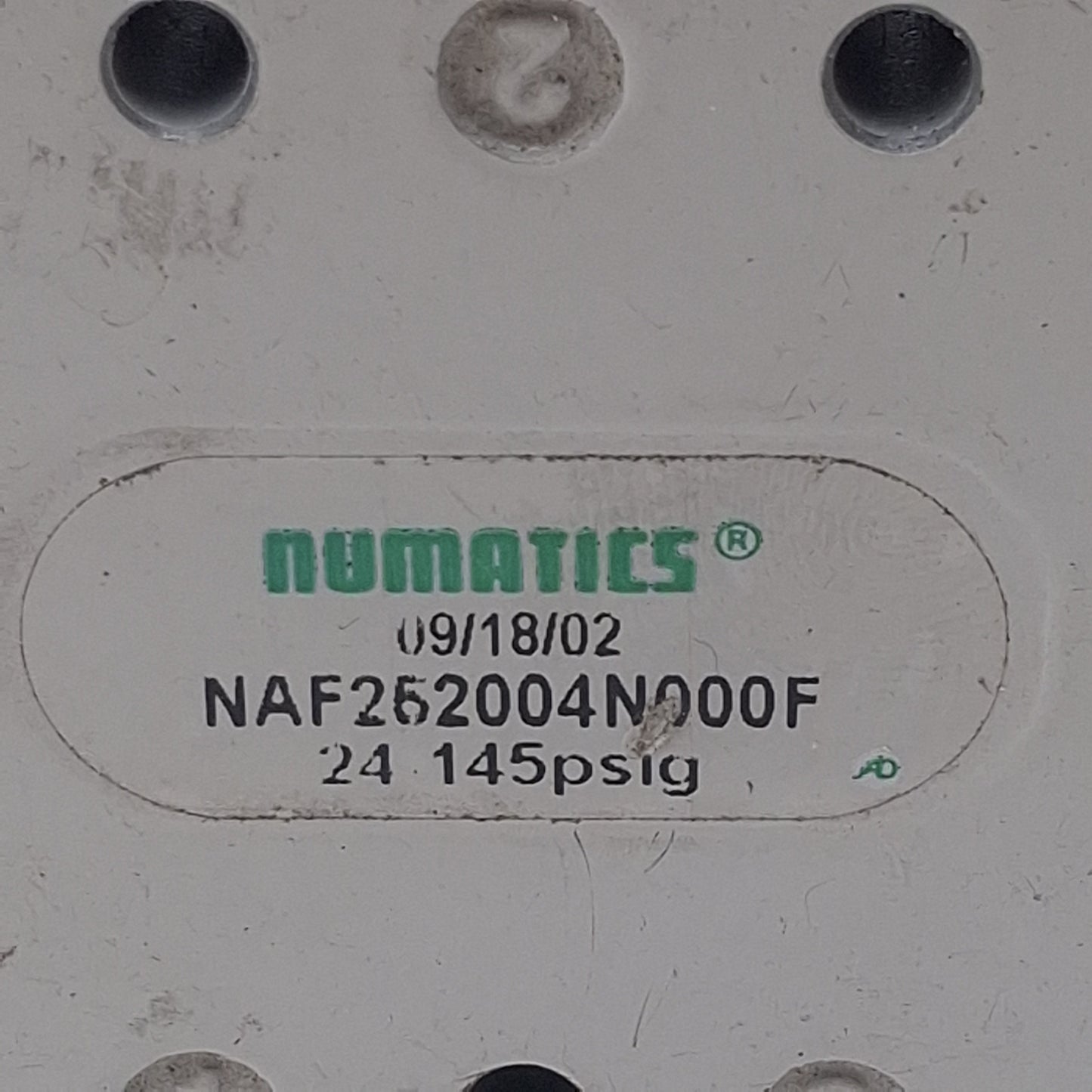 Used Numatics NAF252004N000F Solenoid Valve, 3/2-Way 3/8in NPT, 24-145psi, 24VDC Coil
