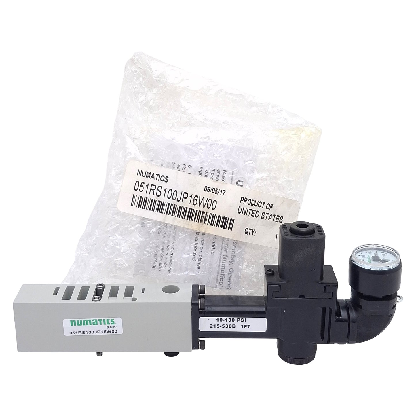 New Numatics 051RS100JP16W00 Pneumatic Pressure Regulator, 10-130psi, 0-160psi Gauge