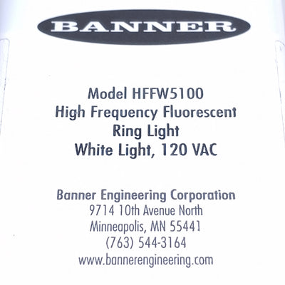 Used Banner HFFW5100 Florescent Right Light For PresencePLUS Vision Sensors, 120VAC