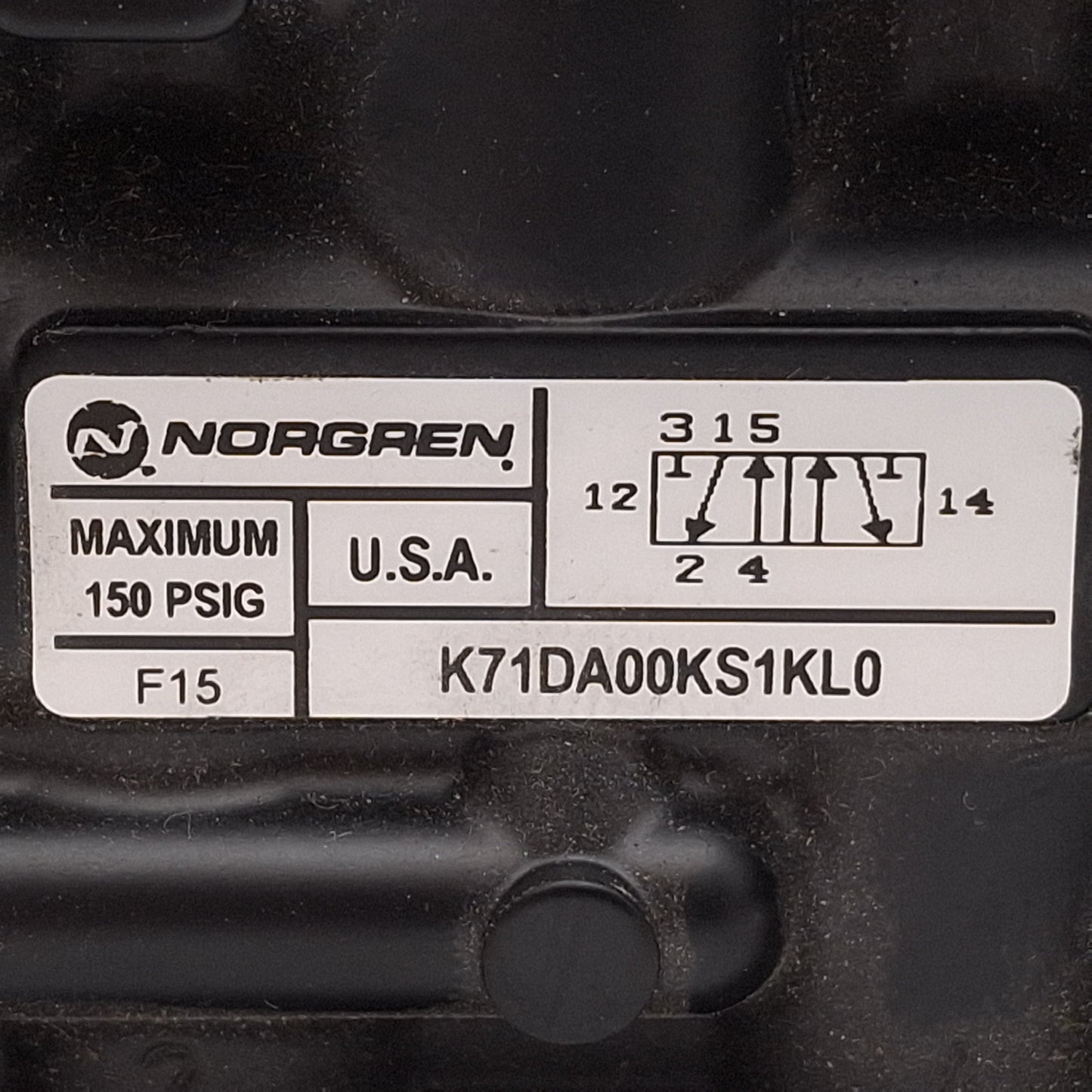 Used Norgren K71DA00KS1KL0 Nugget 200 Spool Valve, Lever/Spring, 5/2, 1/4in NPT