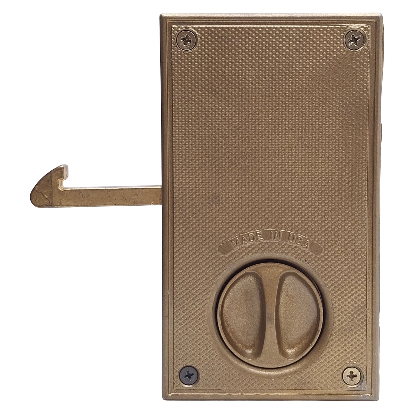 Used WireCrafters SDLKXKD Sliding Door Lock w/ 2x Keys, Steel, Gold, Bolt-On Mount