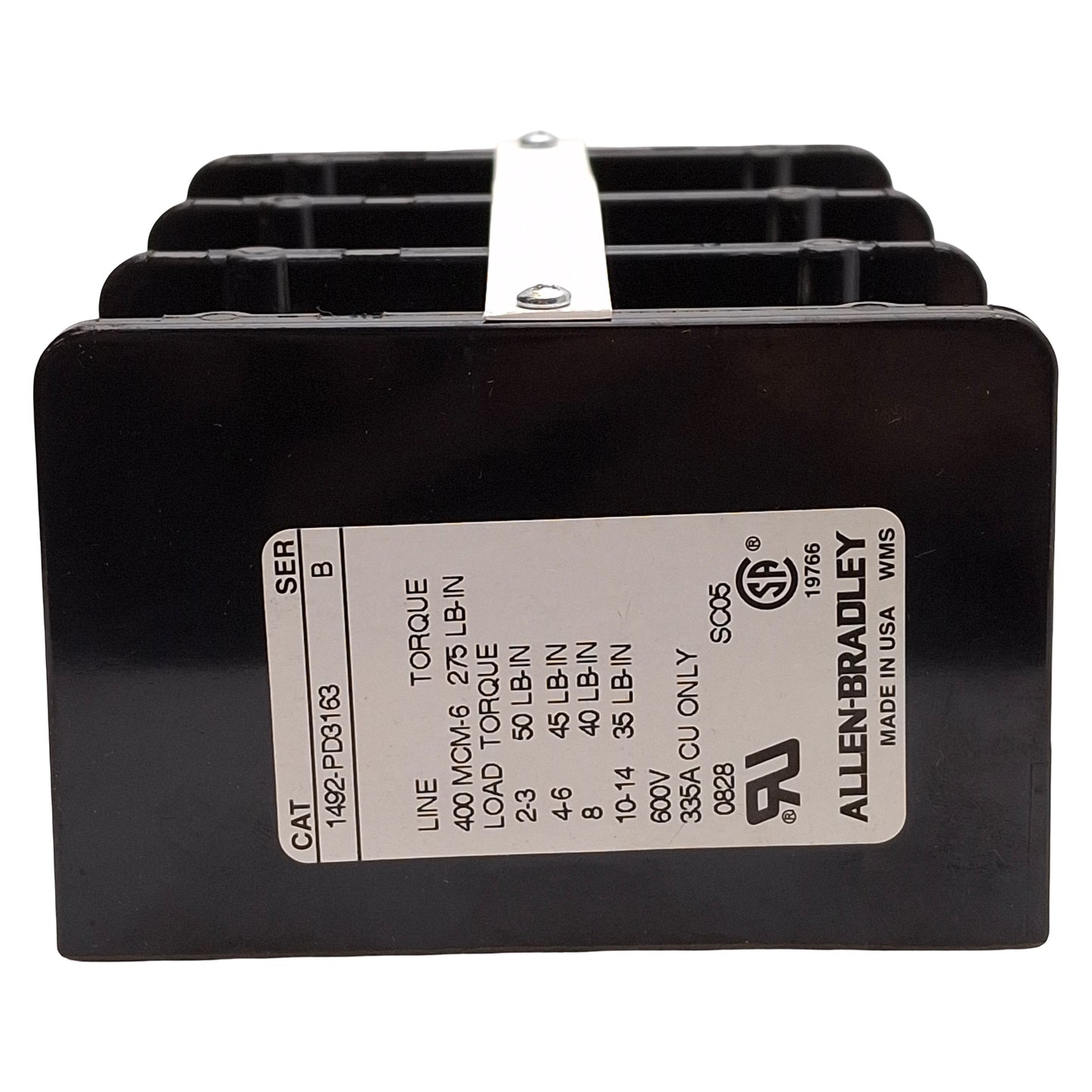 New Allen Bradley 1492-PD3163 Power Distribution Block, 3-Pole, 1-Line 6-Load, 335A