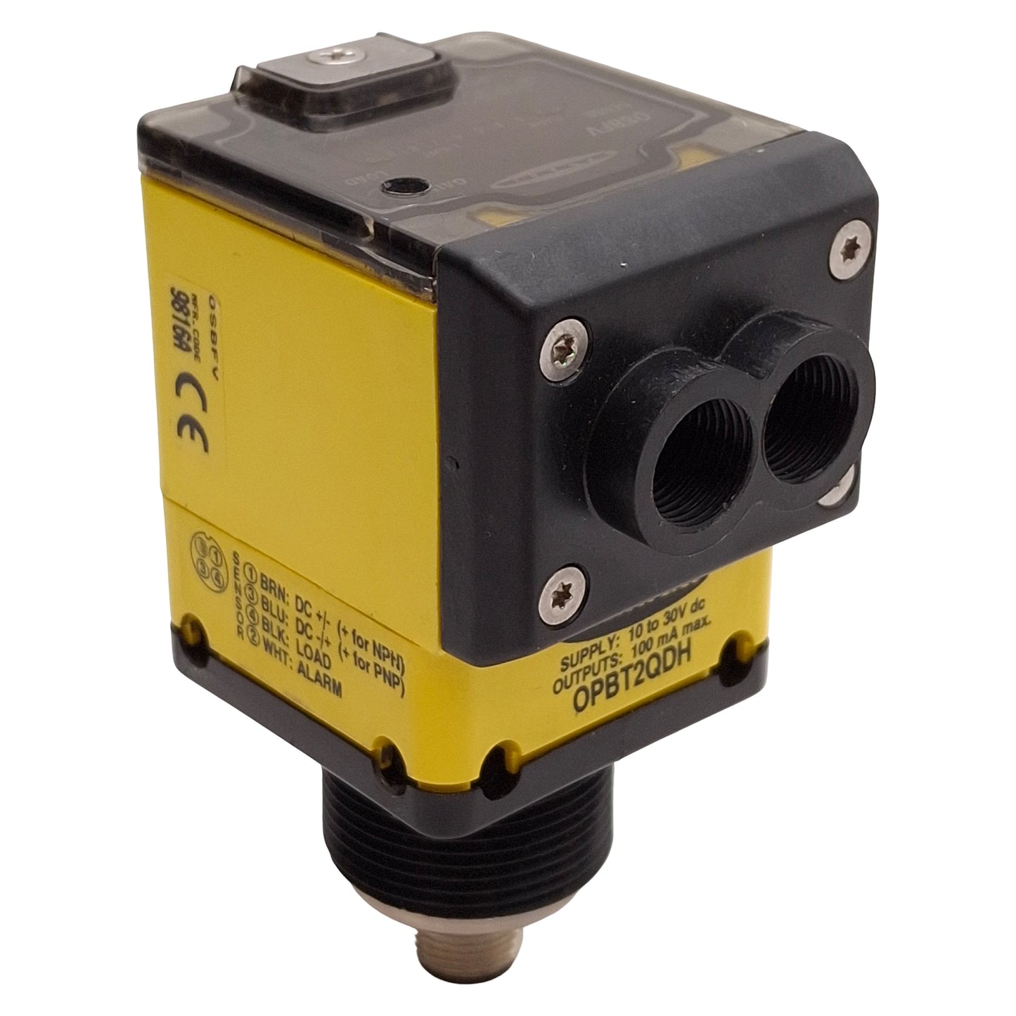 Used Banner OSBFV / OPBT2QDH OMNI-BEAM Sensor Head & Power Block, Red 650nm, 10-30VDC