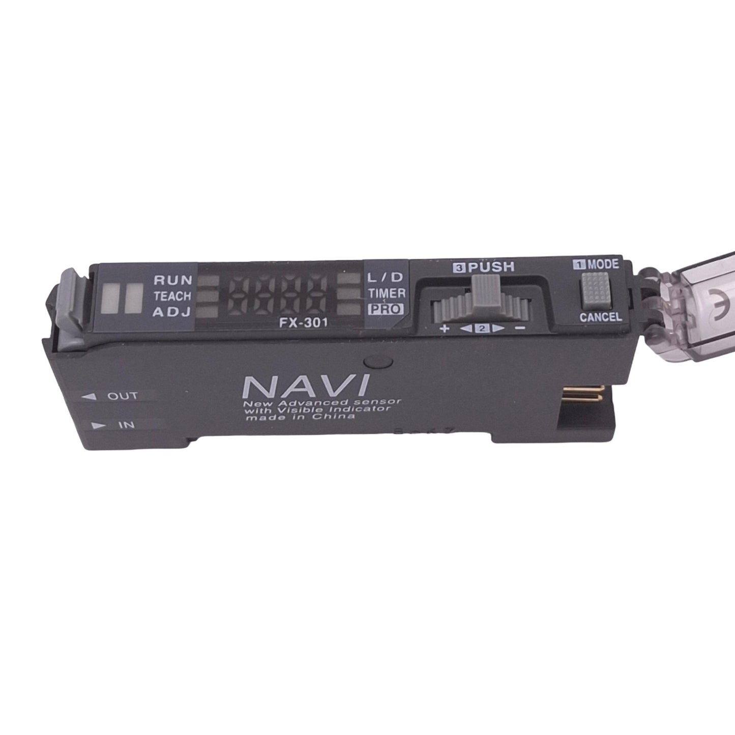 Used SunX FX-301 NAVI Advanced Digital Fiber Sensor w/ Indicator, 12-24VDC, NPN Out