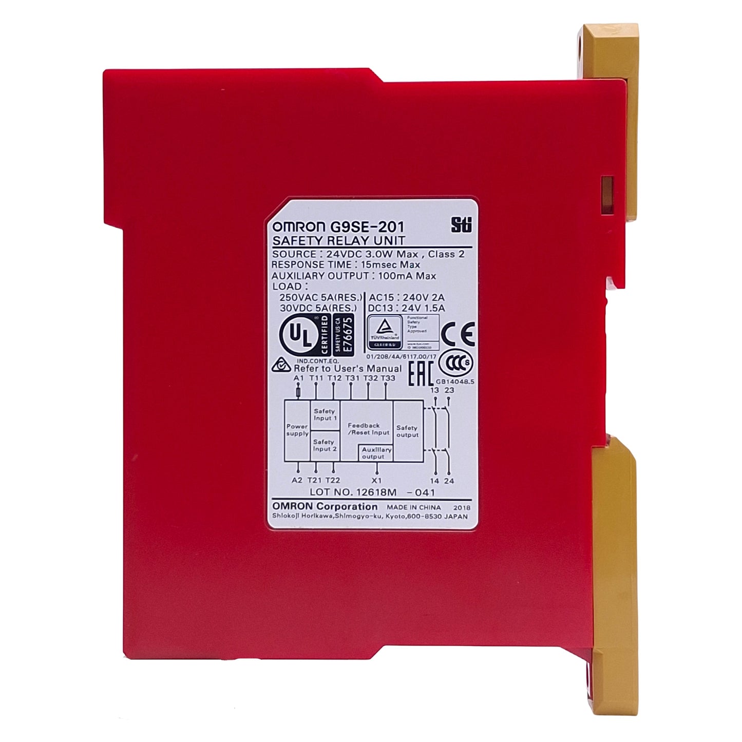 Used Omron G9SE-201 Safety Relay DPST-NO, PNP, 250VAC/30VDC 5A Max, 24VDC Input