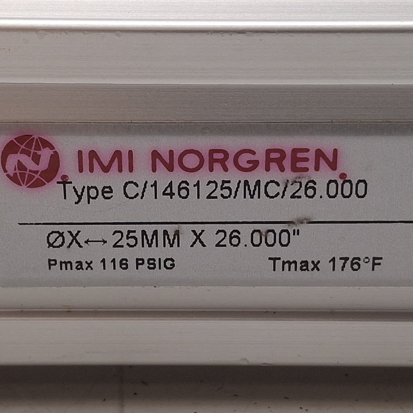 Used Norgren C/146125/MC/26.000 Rodless Cylinder, ø25mm Bore, 26in Stroke, 1/8in NPT