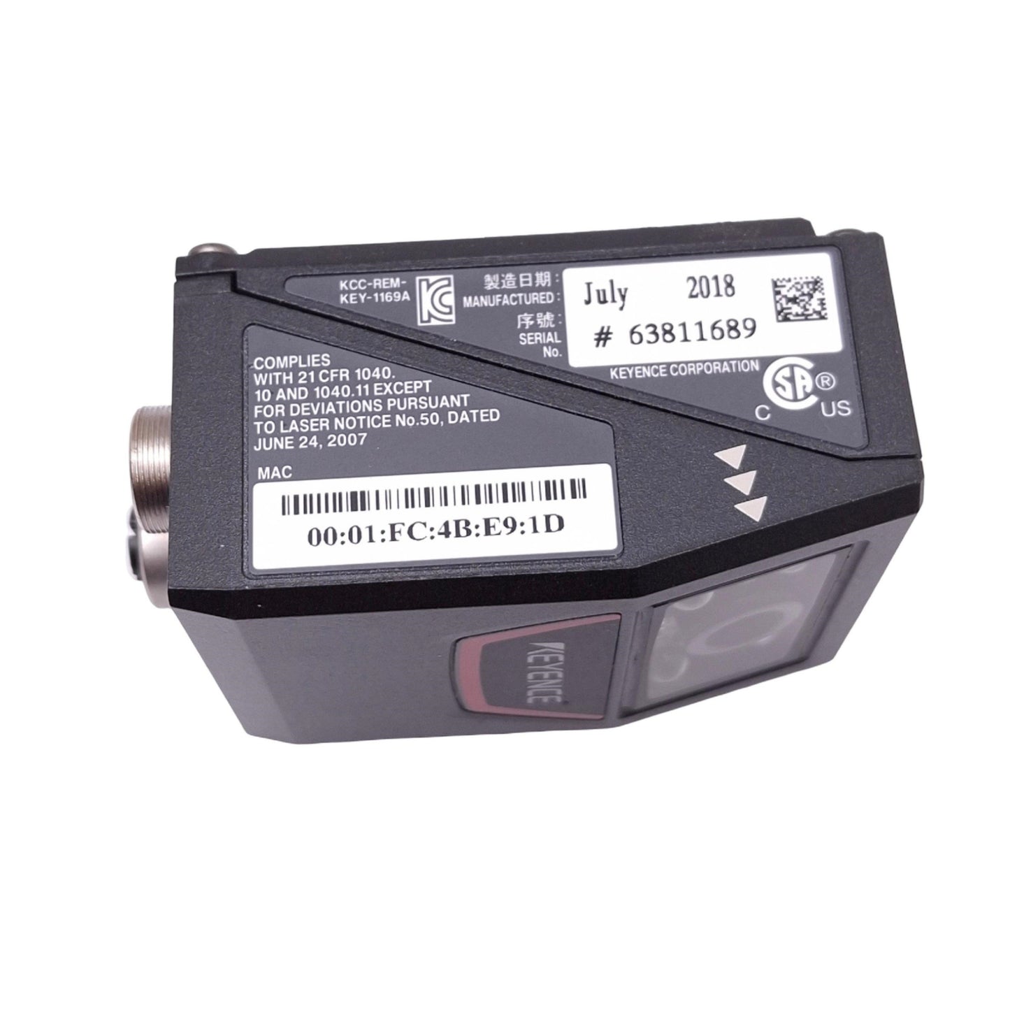 Used Keyence SR-751 Code Reader, 1D/2D, 100mm, 752x480p, Ethernet/RS232, 24VDC