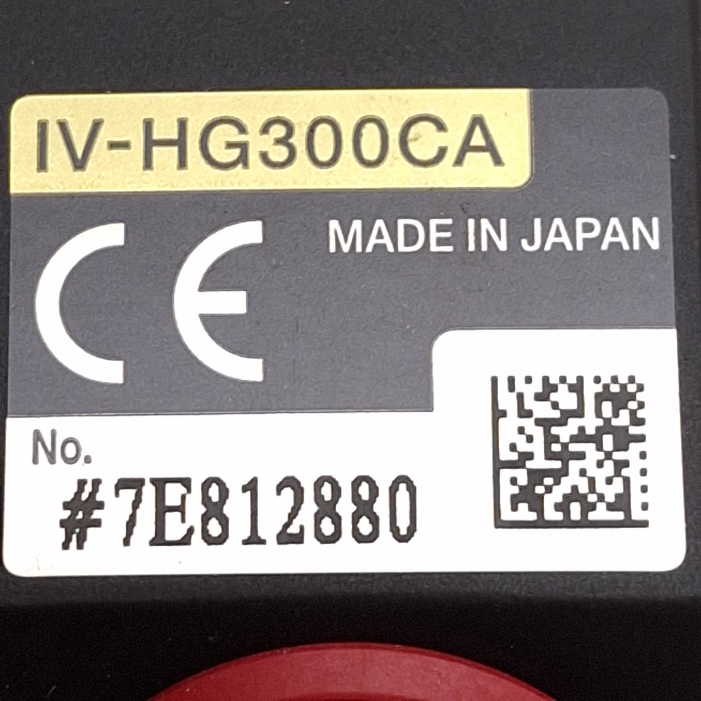 Used Keyence IV-HG300CA Sensor Head, 40-300mm, 1/3in Color CMOS, 752x480, White LED
