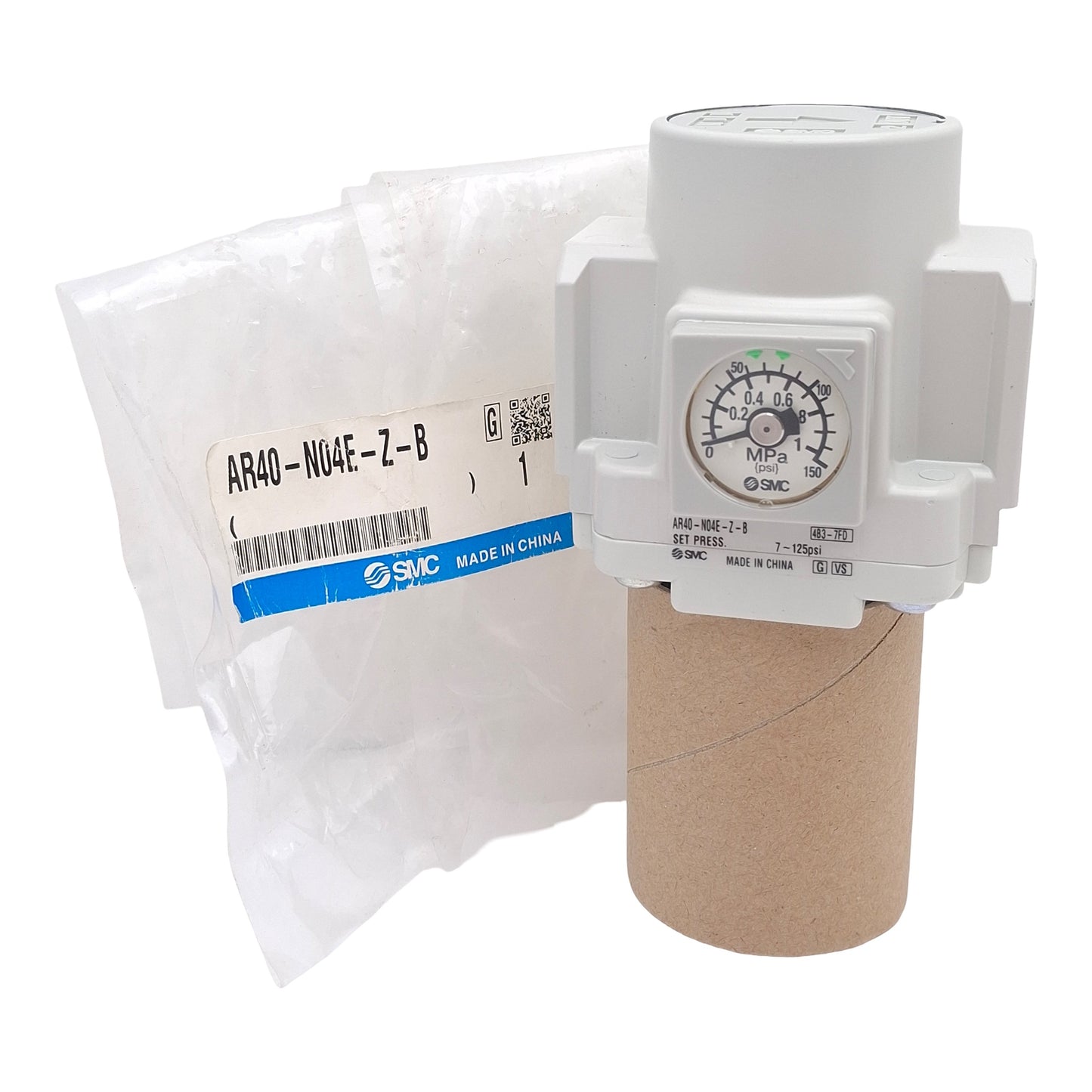 New SMC AR40-N04E-Z-B Backflow Function Pneumatic Regulator, 7-125psi Set, 1/2in NPT