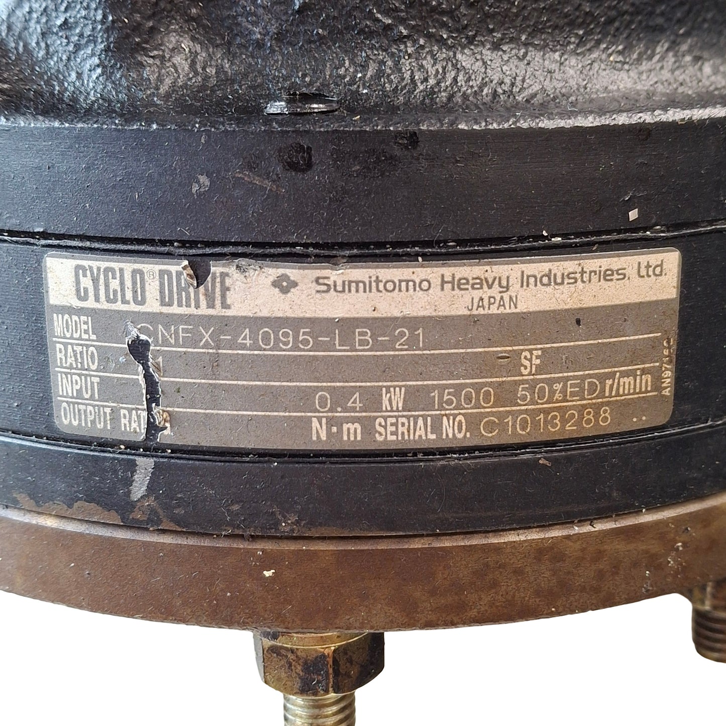 Used Sumitomo CNFX-4095-LB-21 Compact Speed Reducer, 21:1, 0.4-0.75kW Input, 43Nm