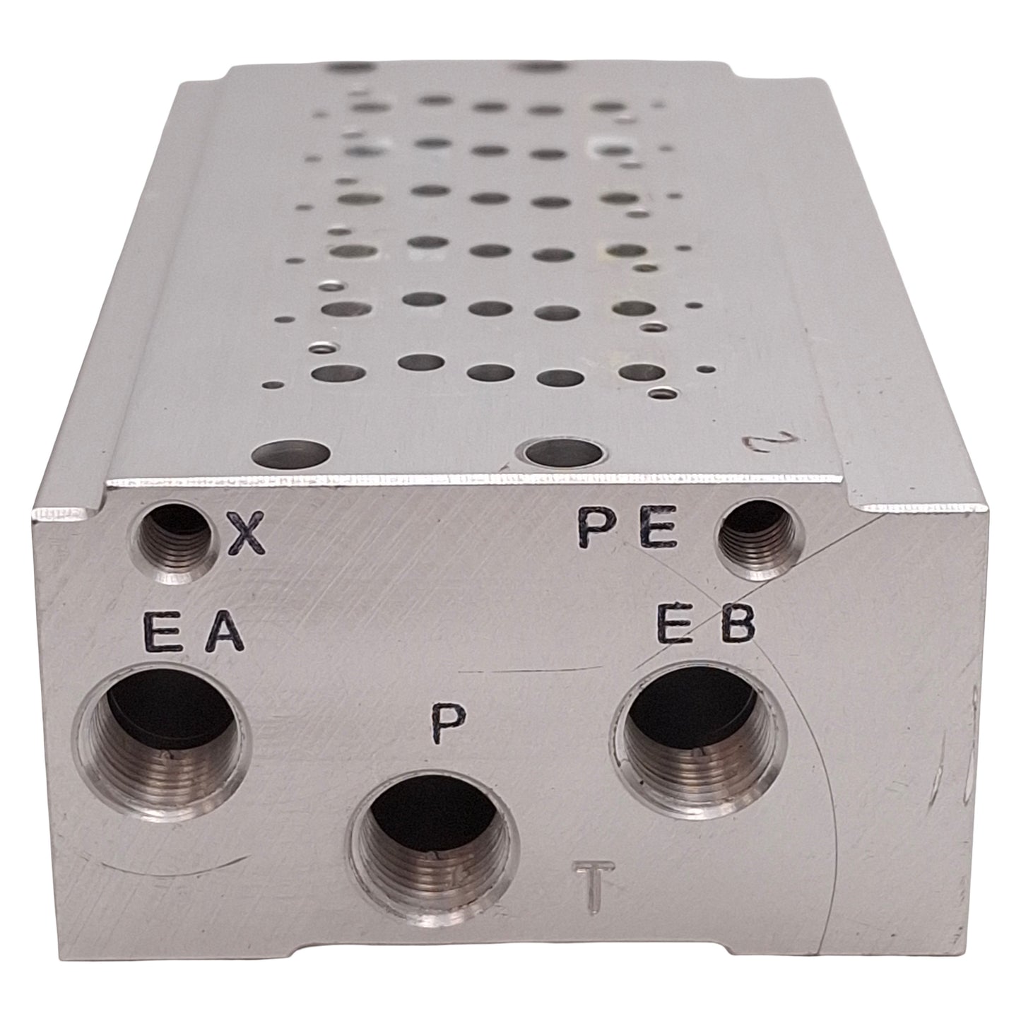 Used SMC SS5Y3-42-06-01N Aluminum Bar Stock Manifold, 6-Station, Base Mounted, 1/8NPT